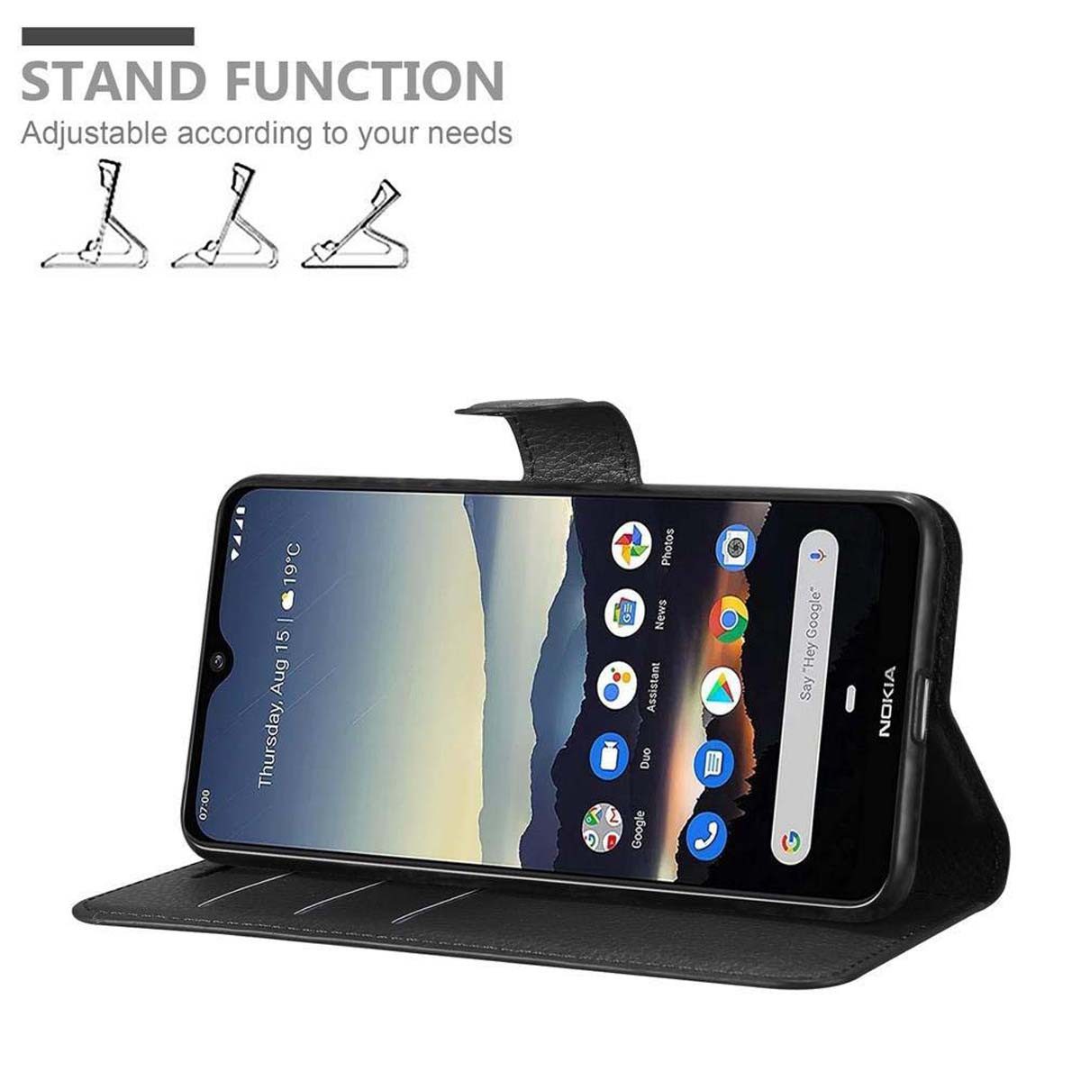 Cadorabo Handyhülle für Nokia 7.2 Hülle Nokia 7.2, Hülle Schutzhülle mit Standfunktion, Kartenfach und Magnetverschluss