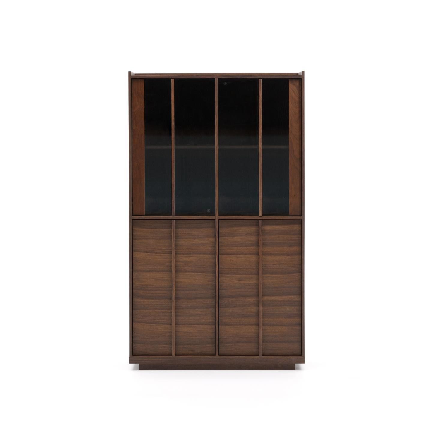 Natur24 Mehrzweckschrank Onix Vitrine 40 x 100 x 170 cm MDF Walnussfurnier dunkles Finish