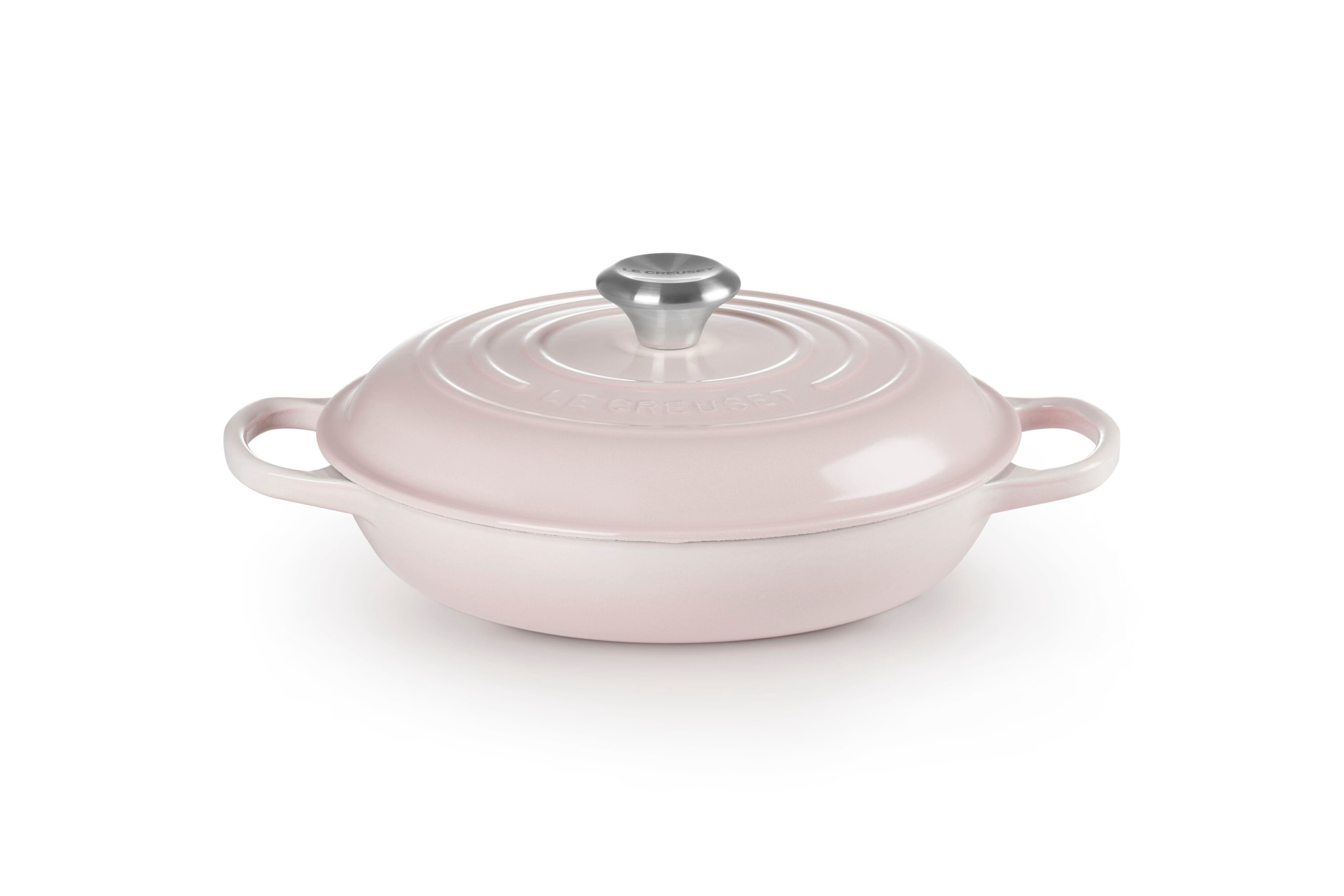 LE CREUSET Bratentopf Gourmet-Profitopf, Gusseisen, Rund, Ø 26 cm, 2,2 l, 4,205 kg, Shell Pink, 21180267774430
