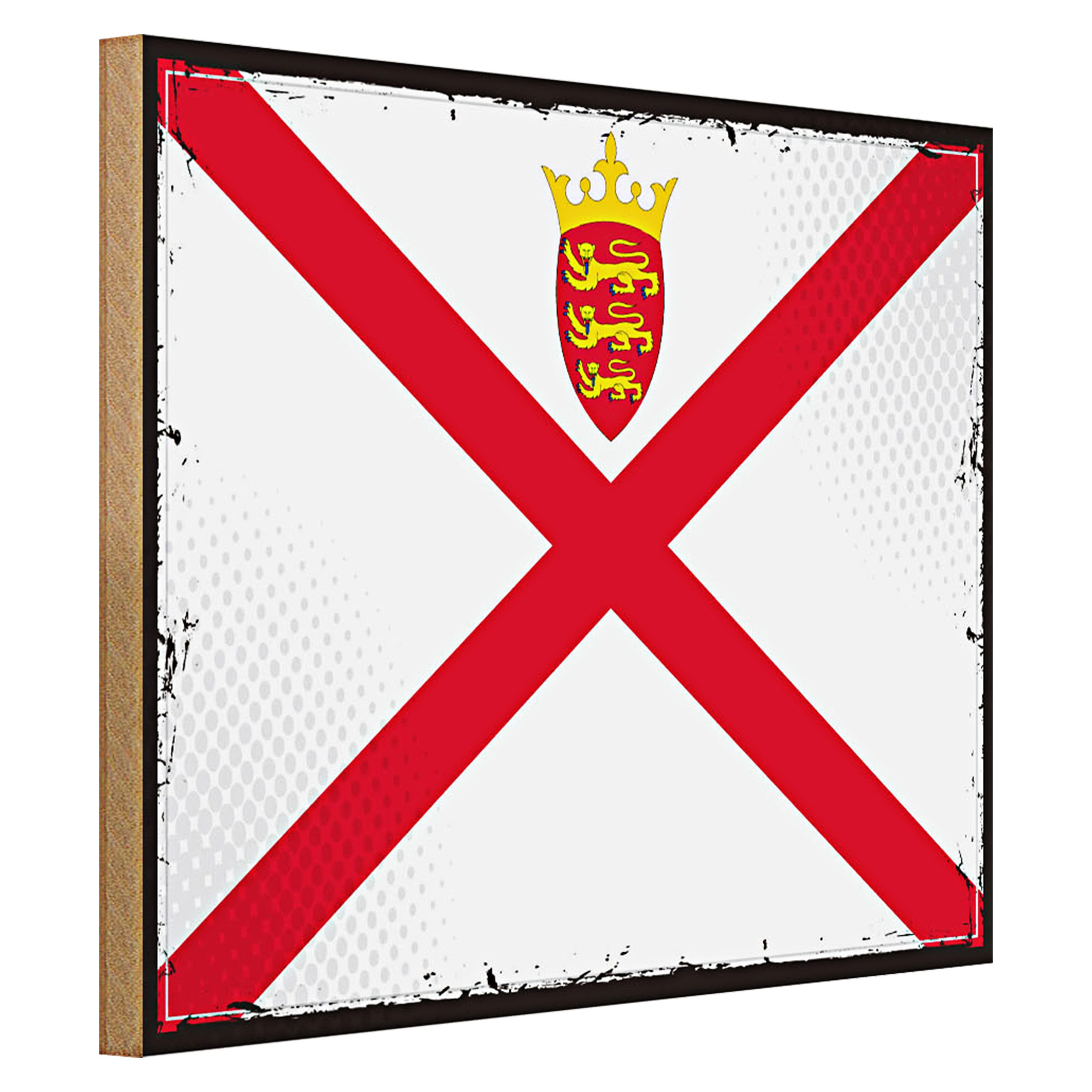 Roomando Holzbild Flagge Jersey 40x30cm Retro Flag of Jersey