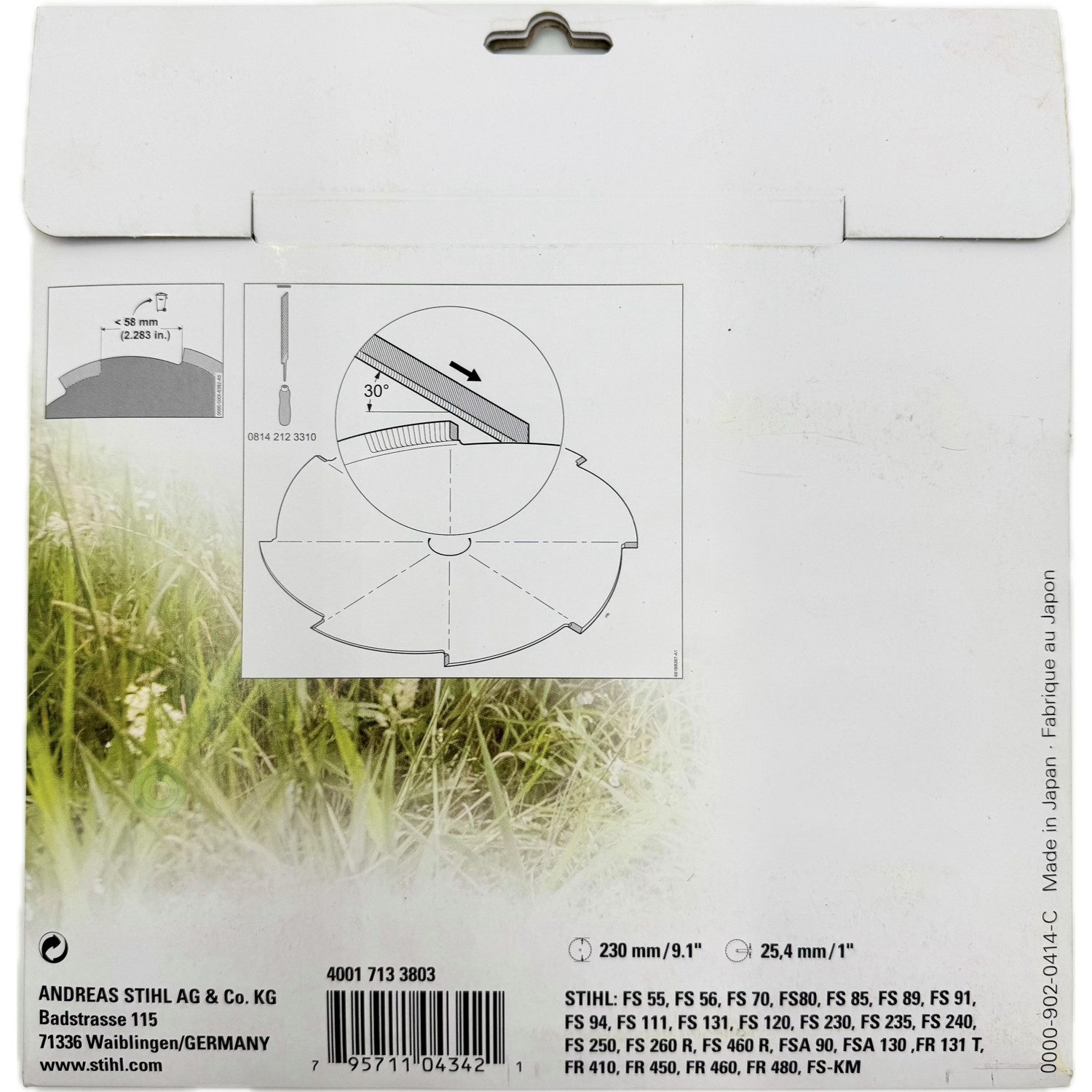 STIHL Fadenspule STIHL Grasschneideblatt 230mm GrassCut 40017133803, (1s Schneideblatt)