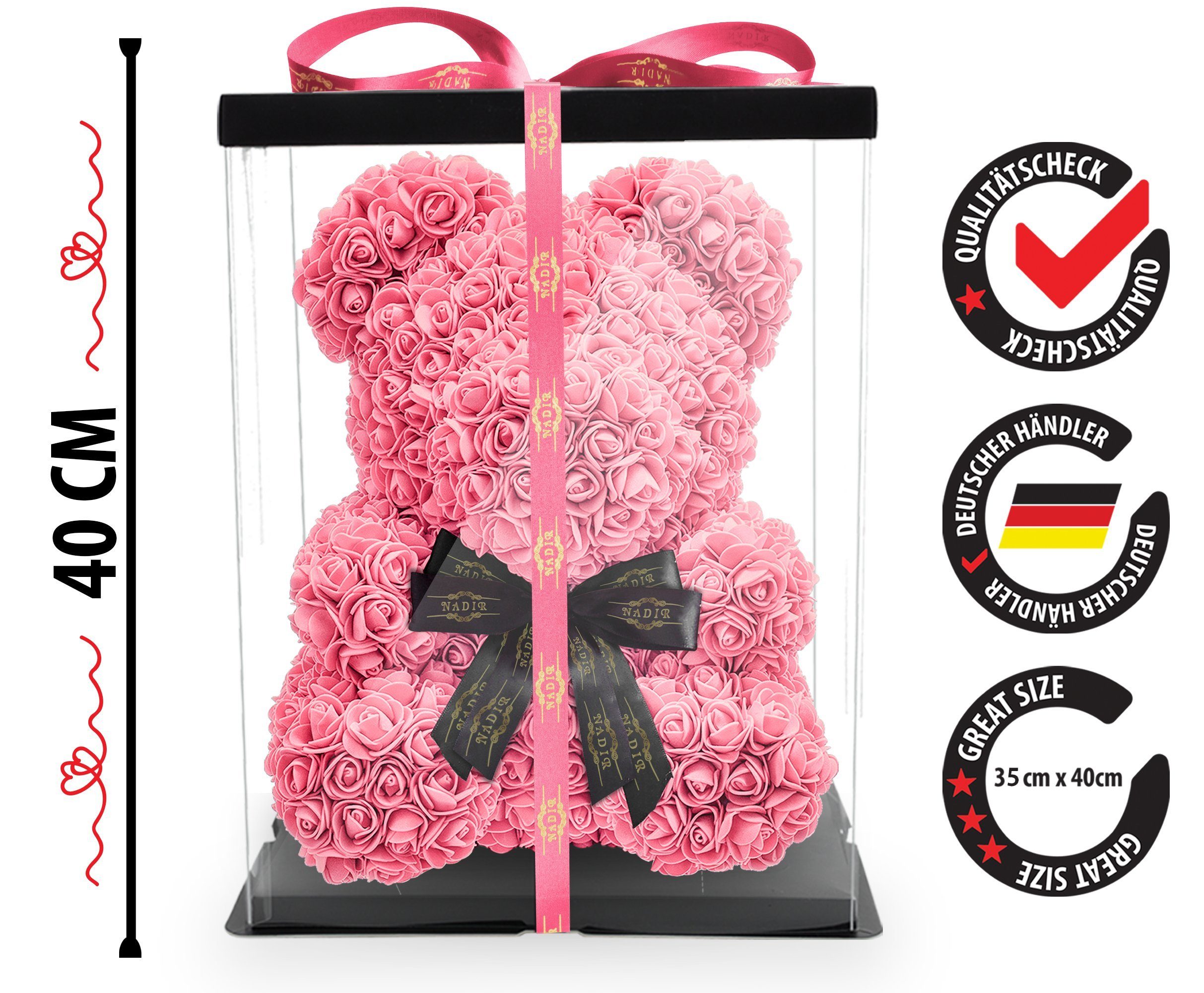 Kunstblume Rosenbär 40 cm inkl. Geschenkbox günstig online kaufen