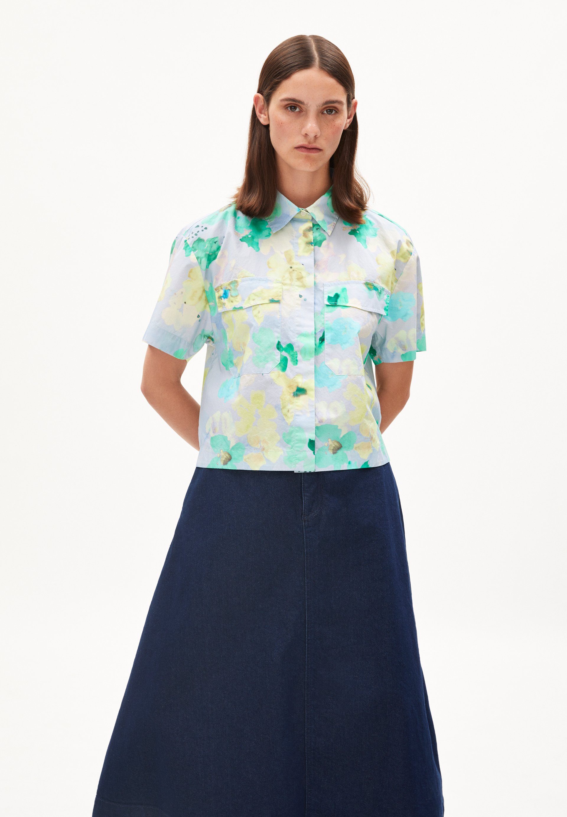 Armedangels Hemdbluse ELIANAA AQUA FLORAL (1-tlg) Relaxed Fit