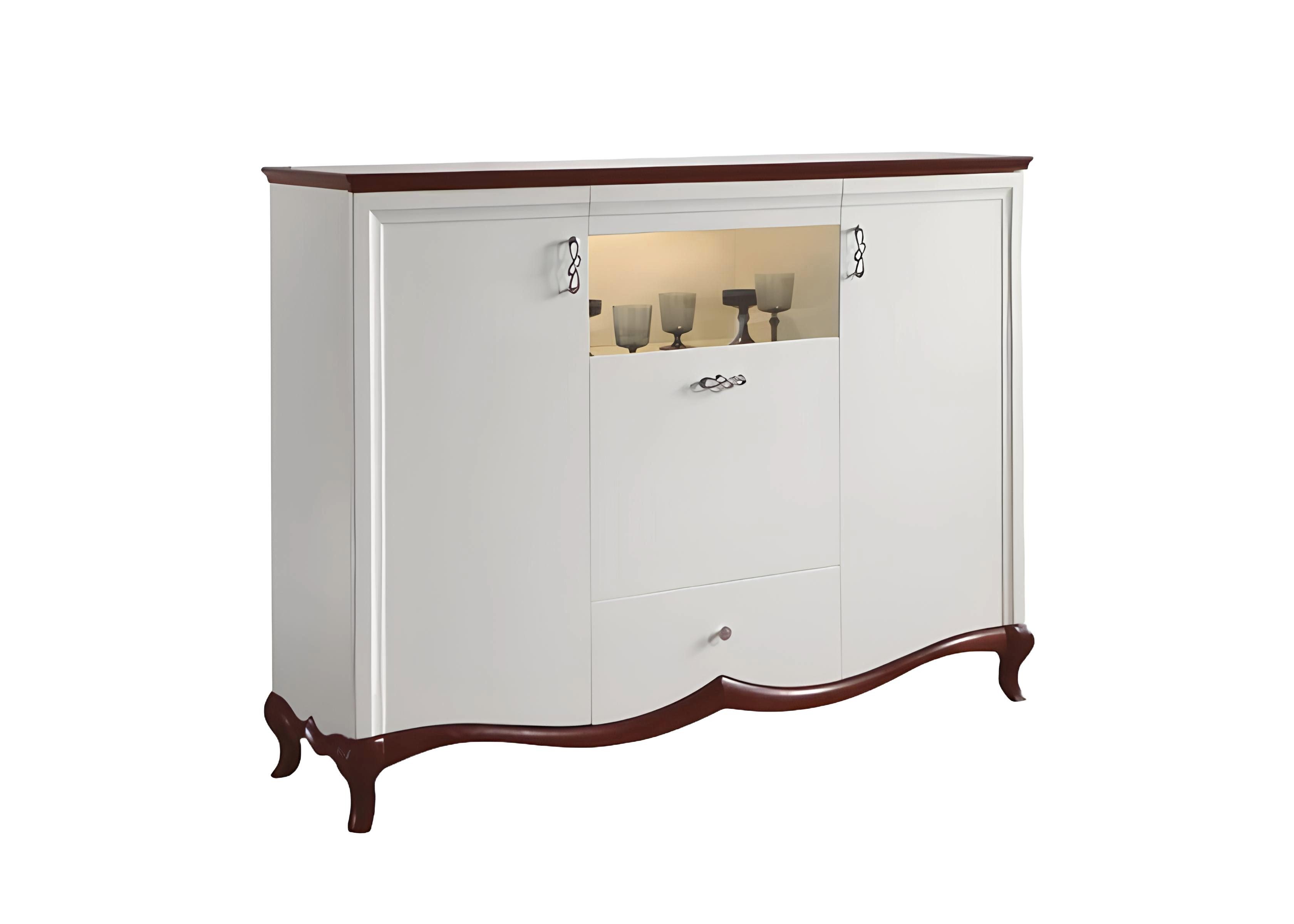 JVmoebel Kombikommode Elegantes Buffetschrank mit Vitrine und Stauraum in Holzoptik (1 St., Sideboard), Made in Europa