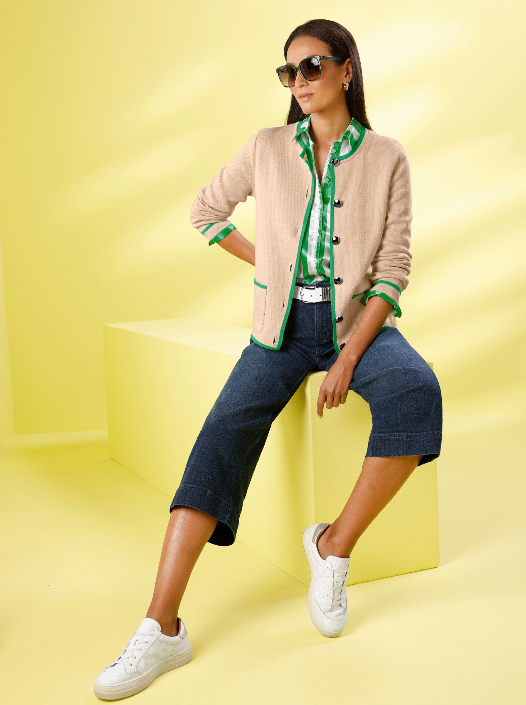 heine Strickjacke Strickjacke Langarm Feinstrick, Milanorib