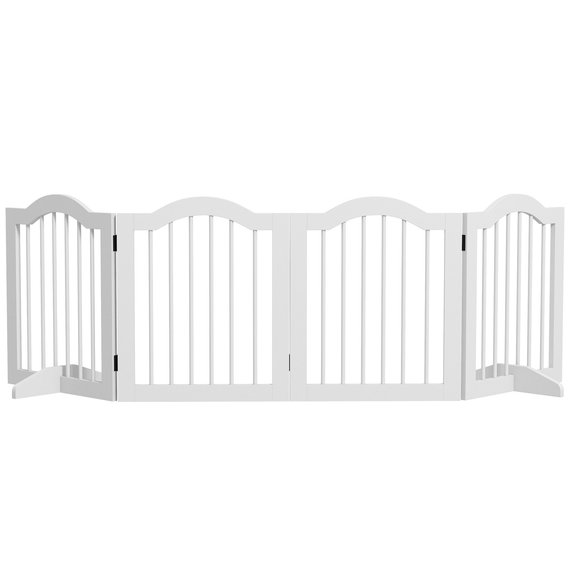 MC Star Hundegitter Faltbares Hunde-Absperrgitter, 4 Paneele, für Treppen, Flure, Türen (MDF/Massivholz, Weiß)