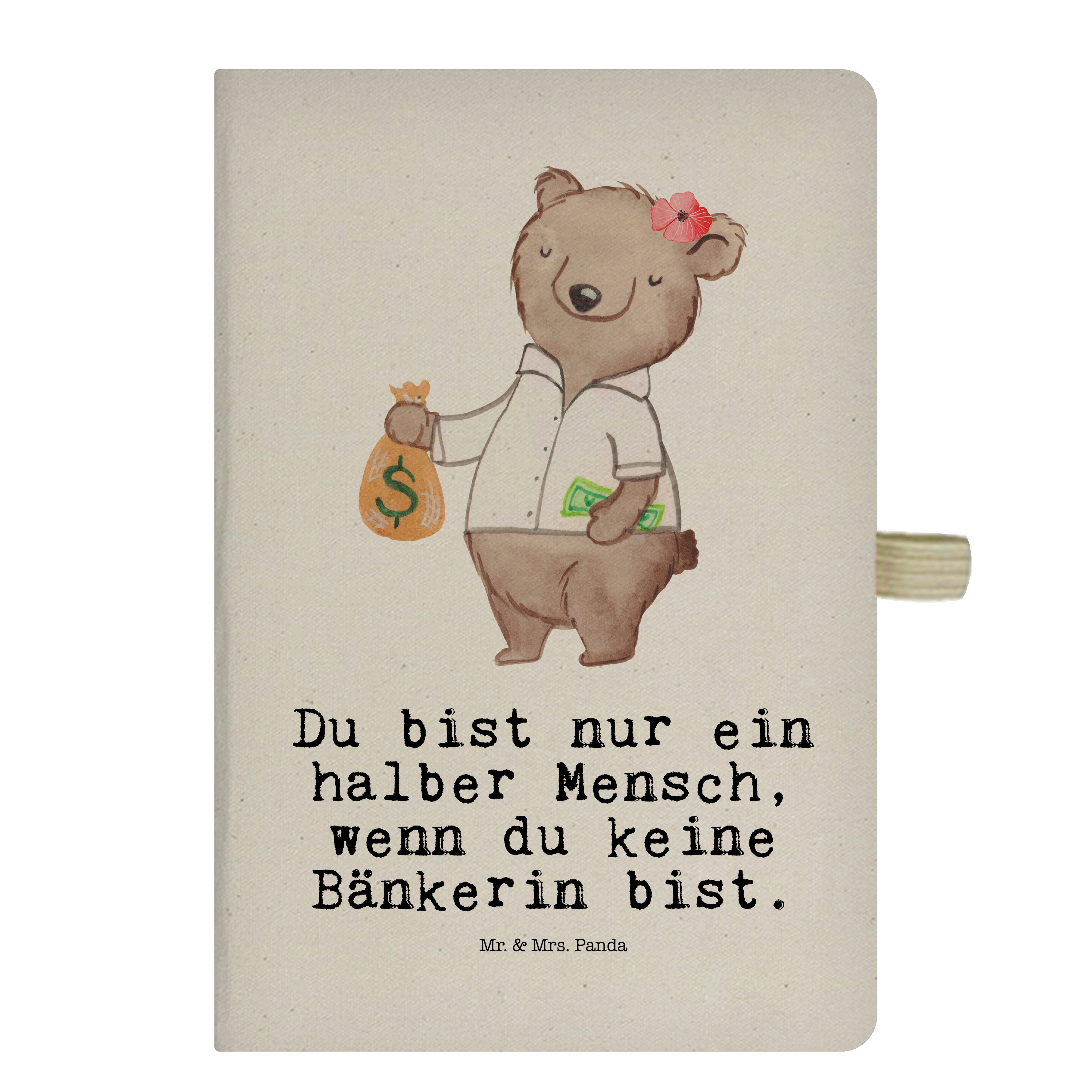 Mr. & Mrs. Panda Notizbuch Bänkerin mit Herz - Transparent - Geschenk, Bankfachfrau, Bankangeste Mr. & Mrs. Panda