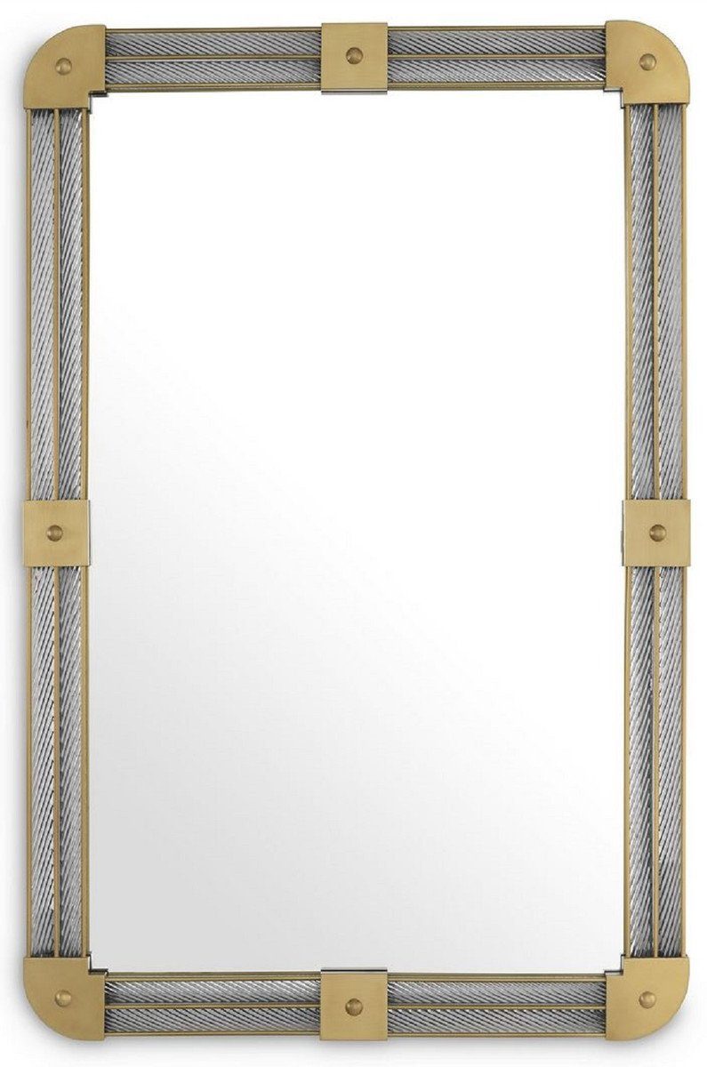 Casa Padrino Wandspiegel Luxus handgefertigtem Beleuchteter x mit Garderoben Spiegel Messingfarben Wohnzimmer Schlafzimmer H. 122 80 - - - Antik 5 Wandspiegel Spiegel Spiegel - x cm Luxus Glas Möbel