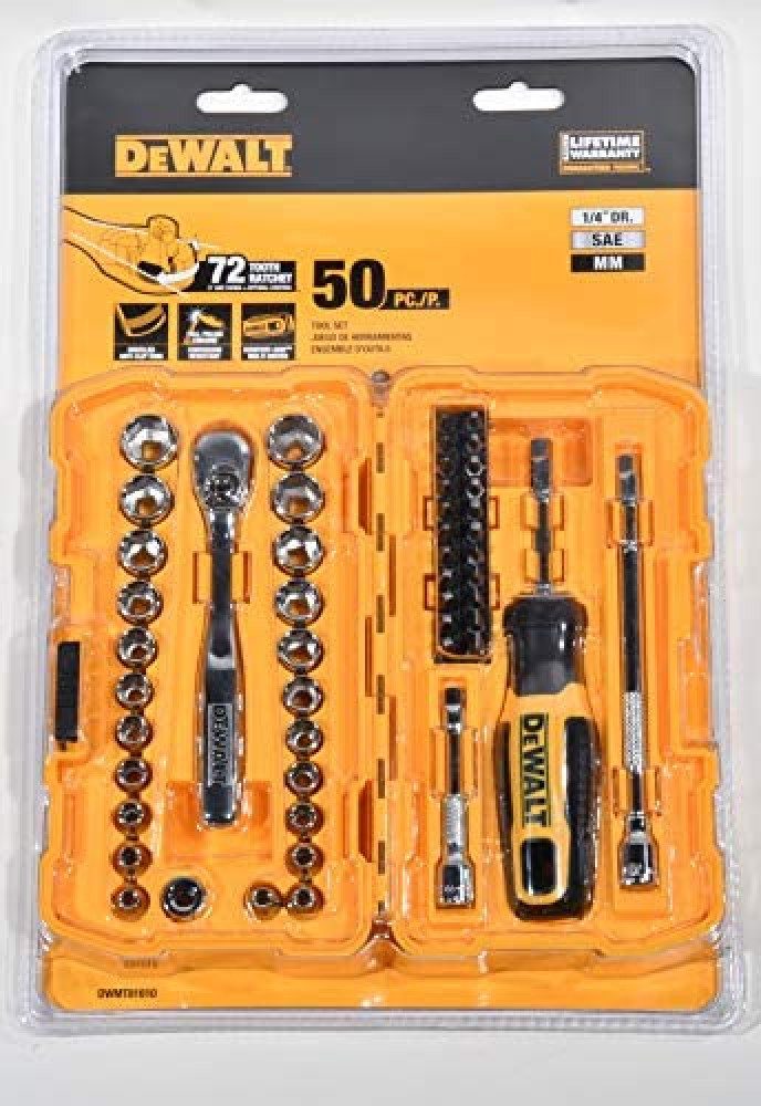 DeWalt Bit- und Steckschlüsselset DEWALT Schraubenschlüssel-Set 50-teilig 1/4" NANO DWMT81610-0