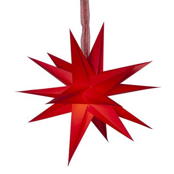 MARELIDA LED Stern Papierstern 3D Stern mit Band Weihnachtsstern Faltstern D: 45cm rot