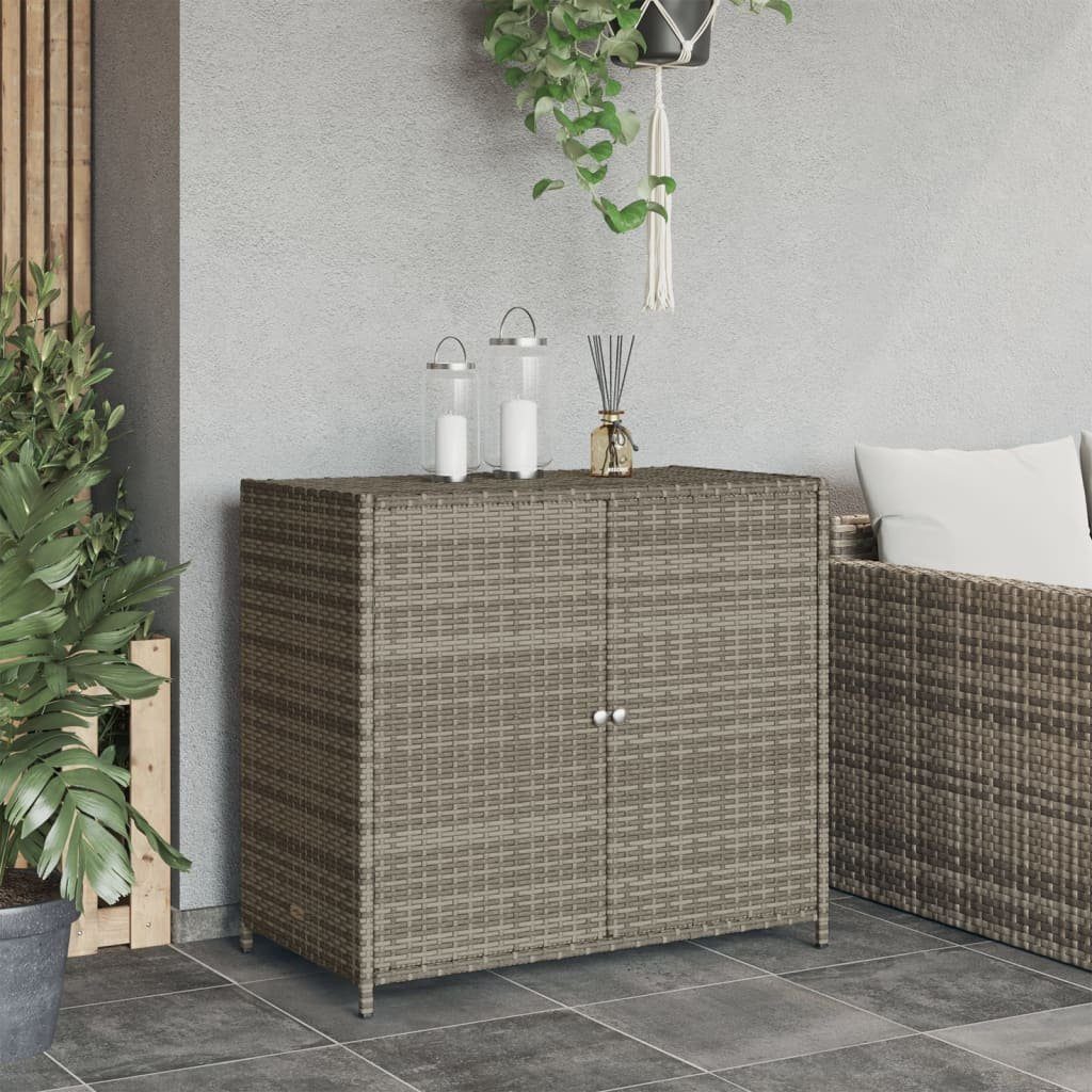 vidaXL Garten-Geräteschrank NA Gartenschrank Grau 83x45x76 cm Polyrattan