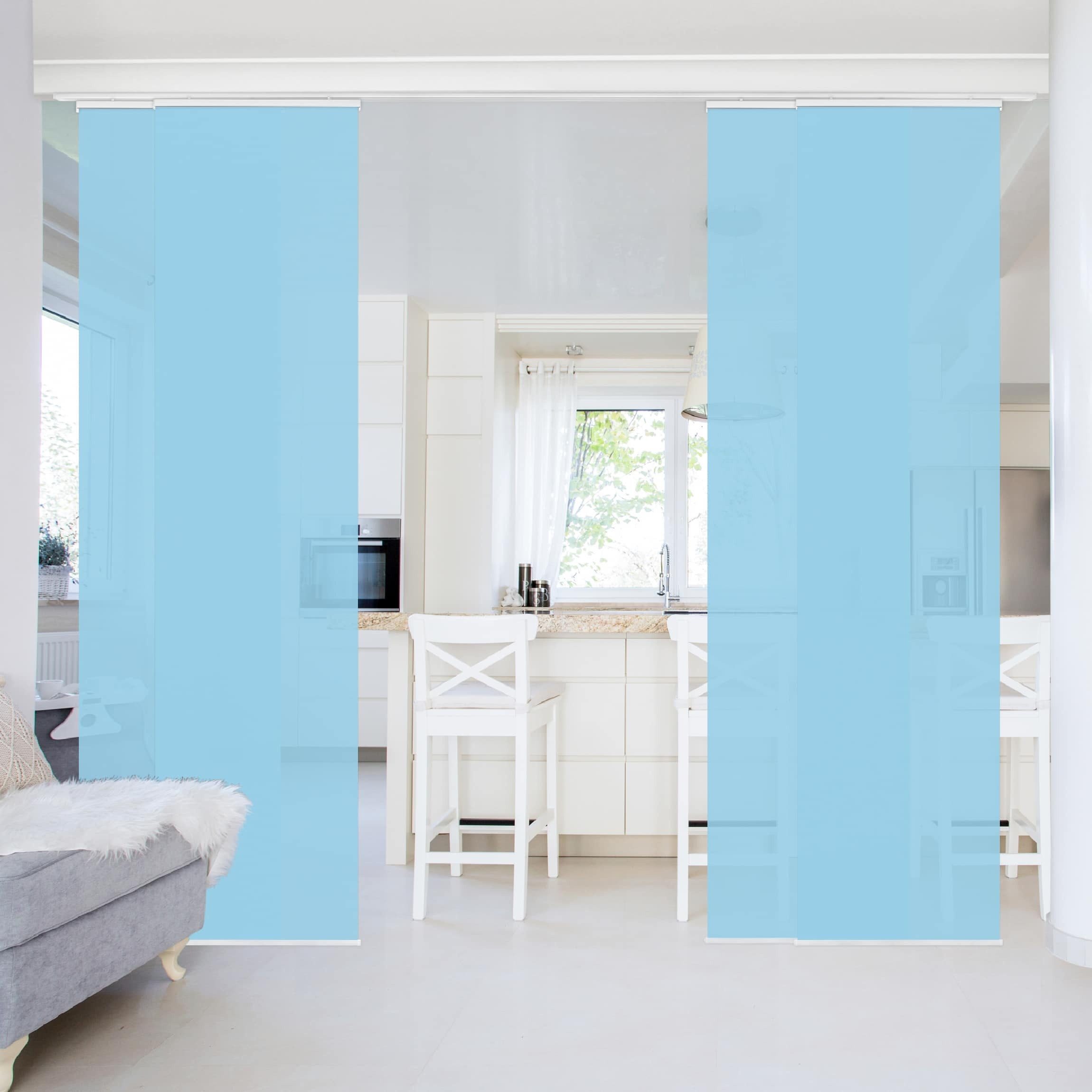 Bilderdepot24 Schiebegardine modern Flächenvorhang blickdicht Pastellblau, günstig online kaufen
