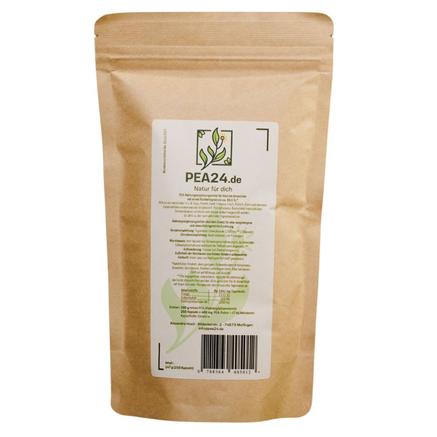 PEA24 PEA (Palmitoylethanolamid) Kapseln 250 Stück Kapsel, 100 g