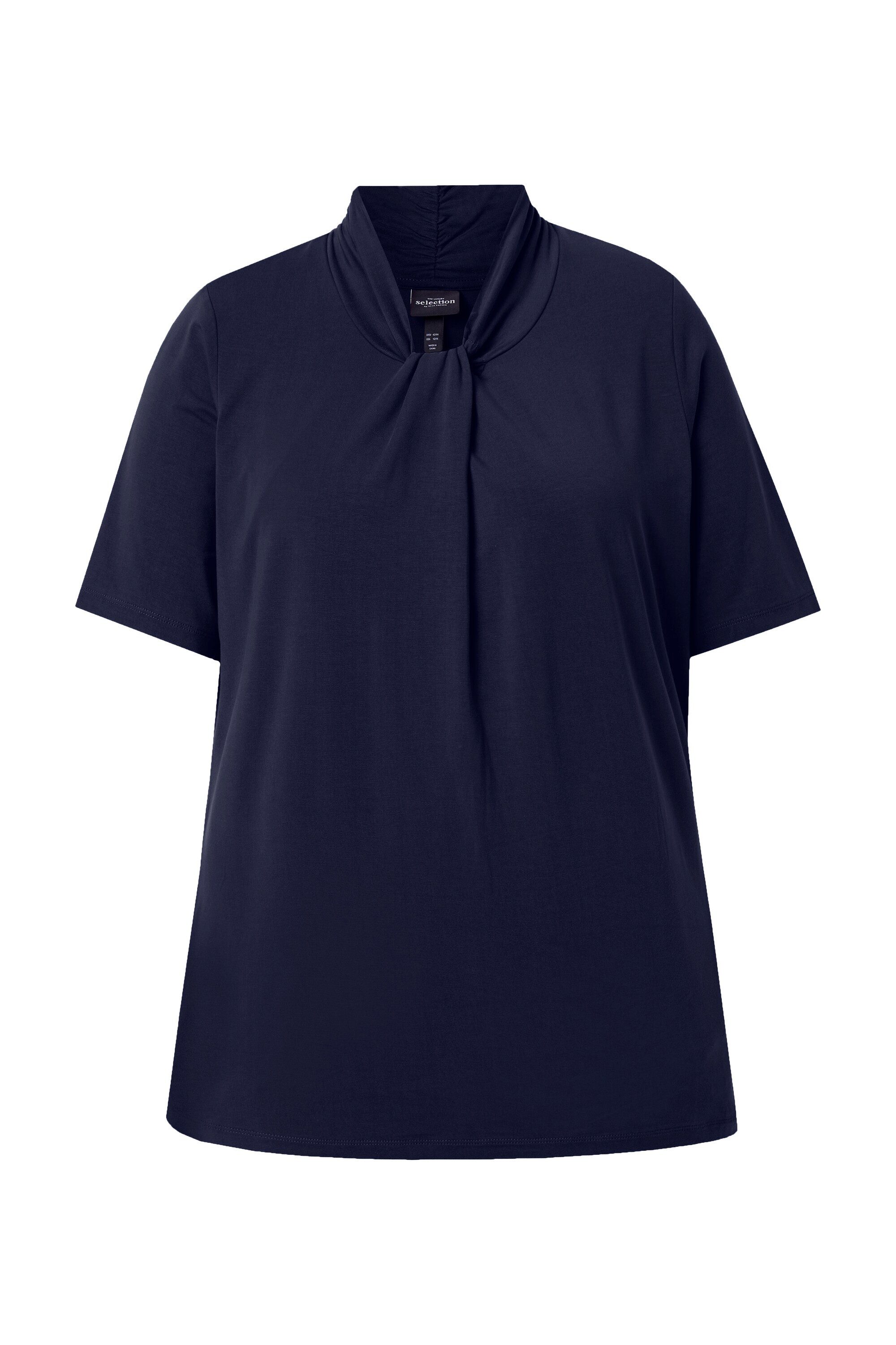 Ulla Popken T-Shirt T-Shirt Lyocell Classic Stehkragen Halbarm