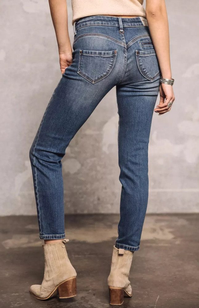 Freeman T. Porter 7/8-Jeans Alexa High Waist Cropped Super Stretch Denim sicilian kleine Ziernieten oben an der Seite