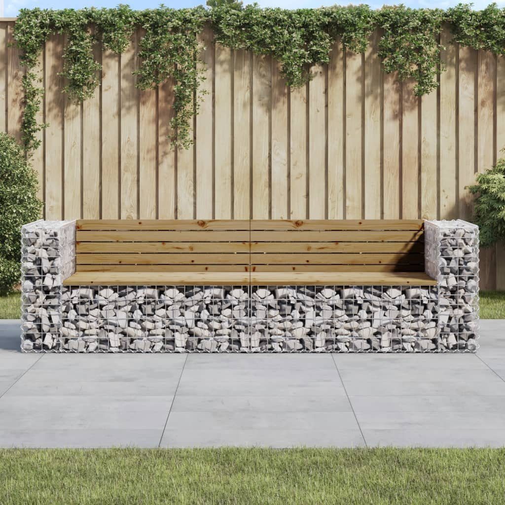 vidaXL Gartenbank Gartenbank aus Gabionen 244x71x65,5 cm Kiefernholz Imprägniert (1-St)