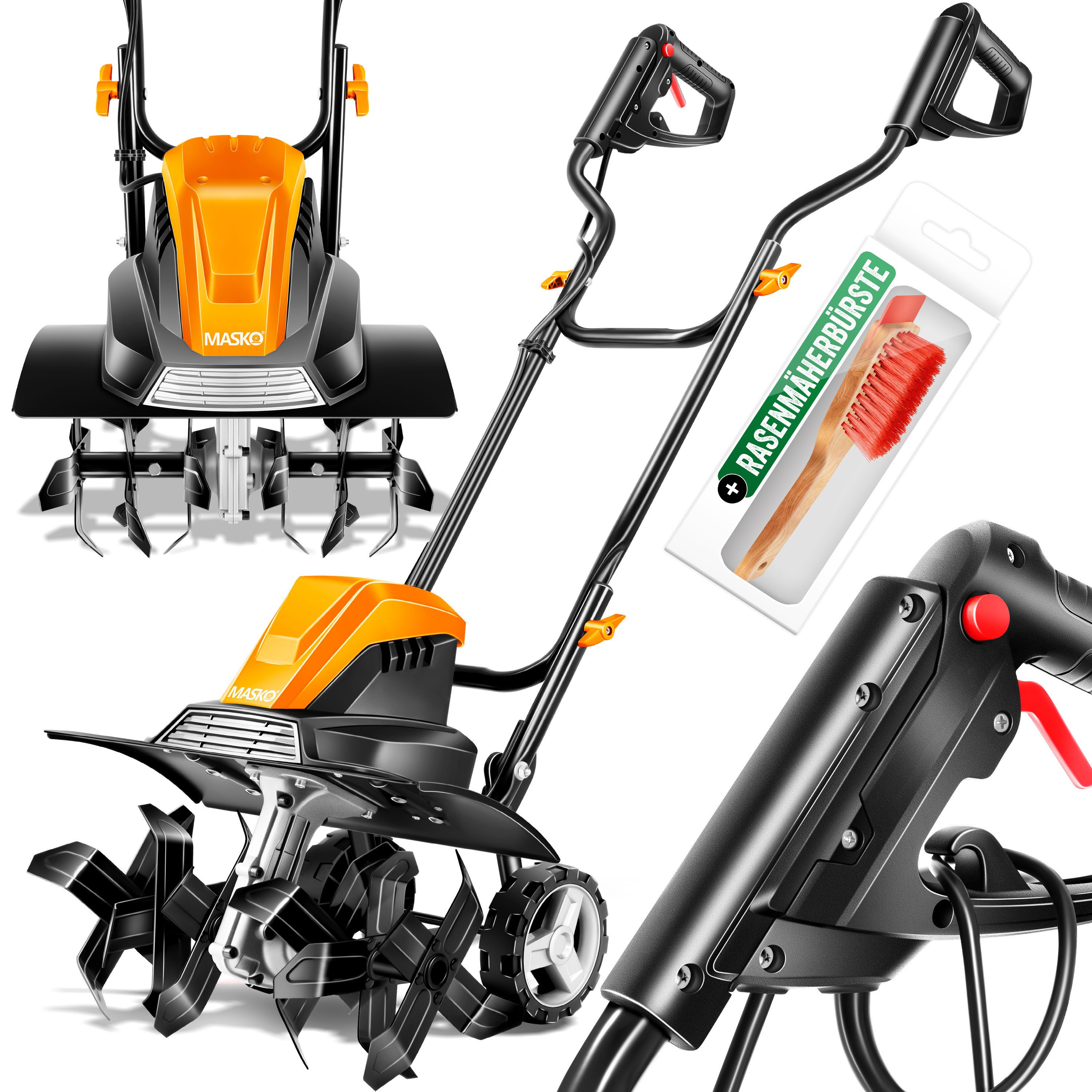 MASKO Elektromotorhacke, Gartenfräse elektrische Motorhacke 1500 Watt 40cm Arbeitsbreite 20cm