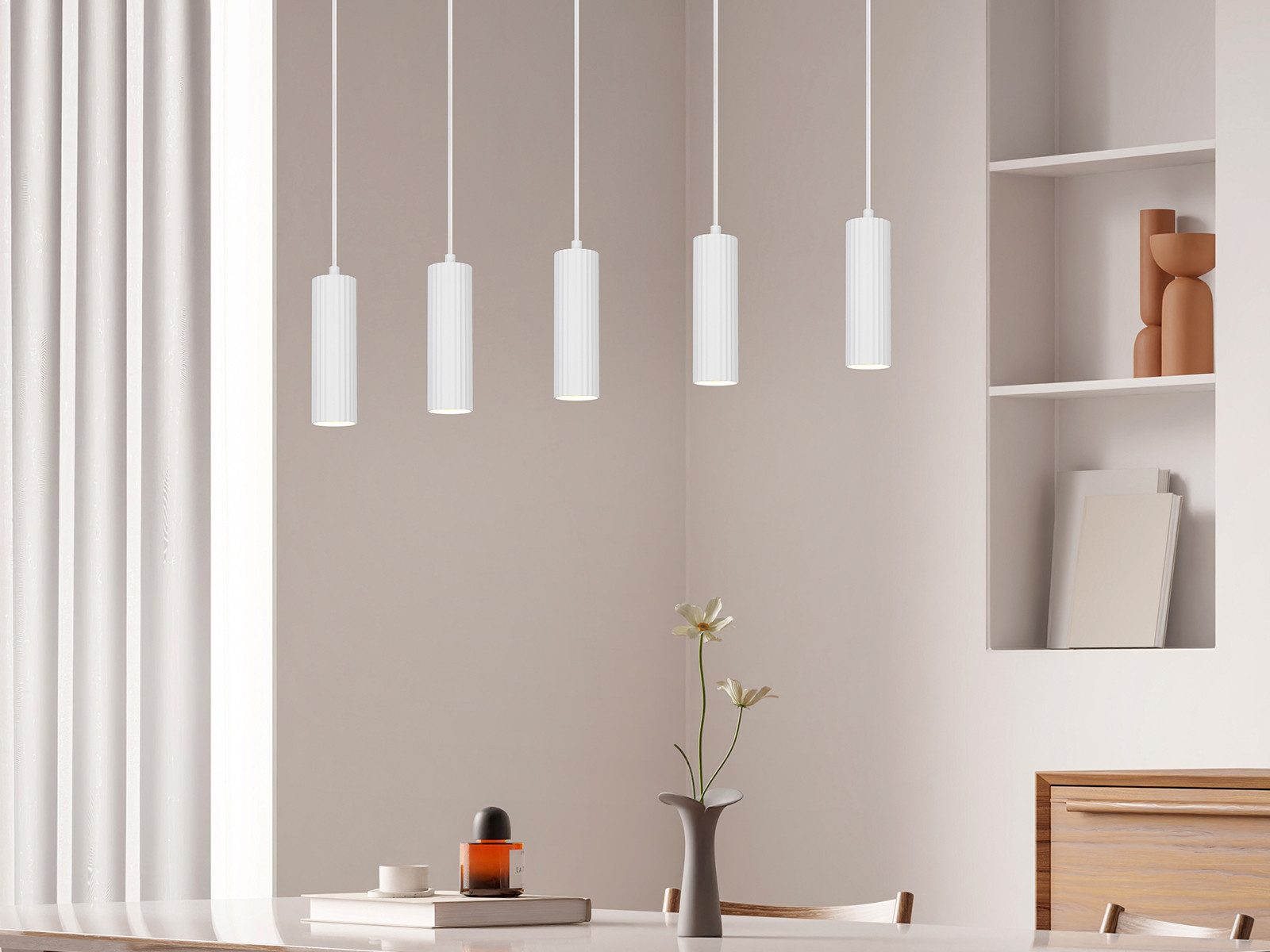 TRIO Leuchten LED Pendelleuchte, Dimmfunktion, LED wechselbar, Warmweiß, mehrflammig aus Metall über Esstisch & Kochinsel hängend, Breite 85cm