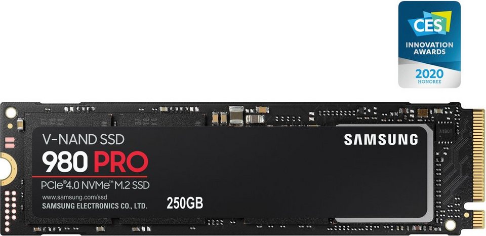 Samsung 980 PRO interne SSD (250 GB) 6400 MB/S Lesegeschwindigkeit, 2700 MB/S  Schreibgeschwindigkeit, PCIe®4.0 NVMe™