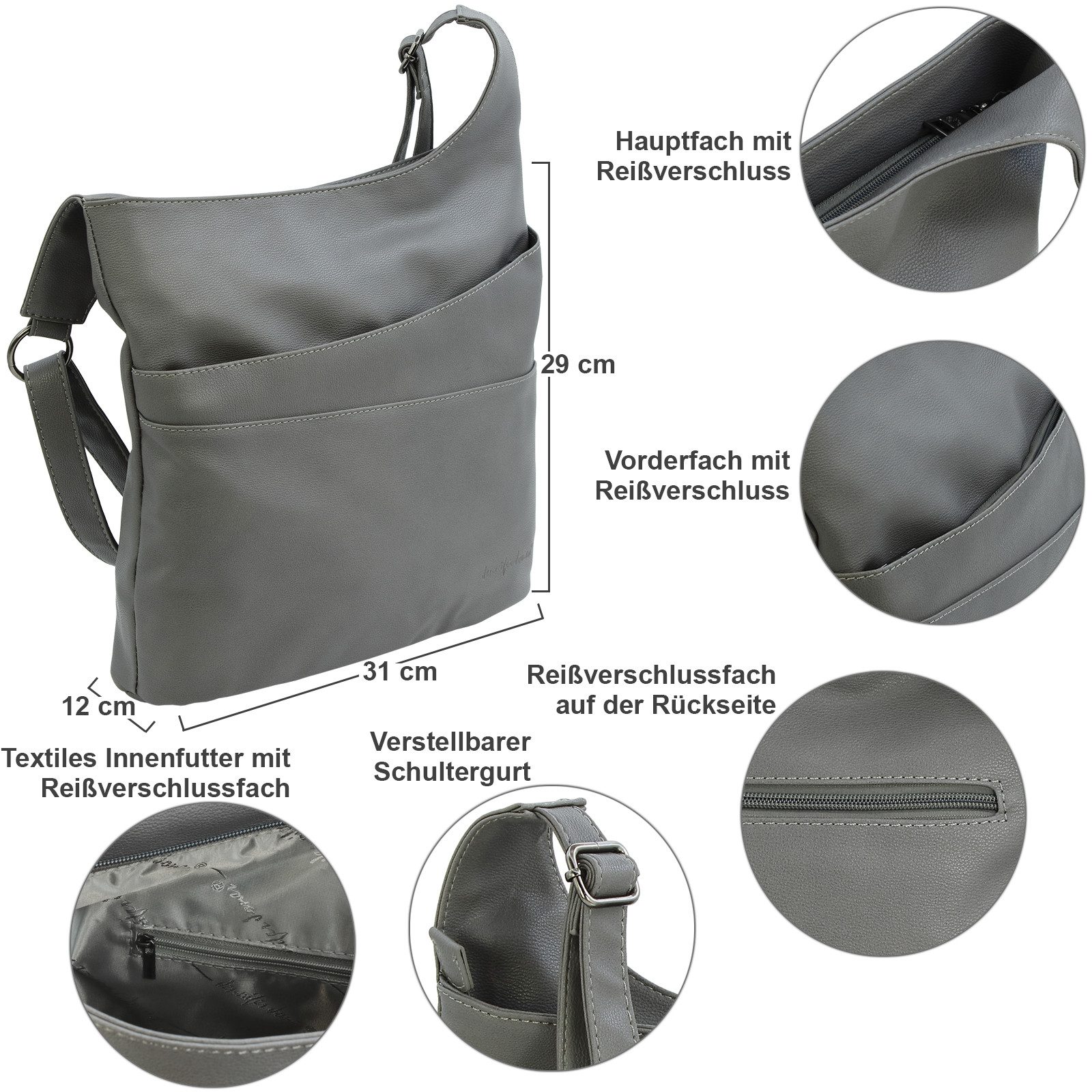 J JONES JENNIFER JONES Umhängetasche Damen Schultertasche mit Reißverschlus günstig online kaufen