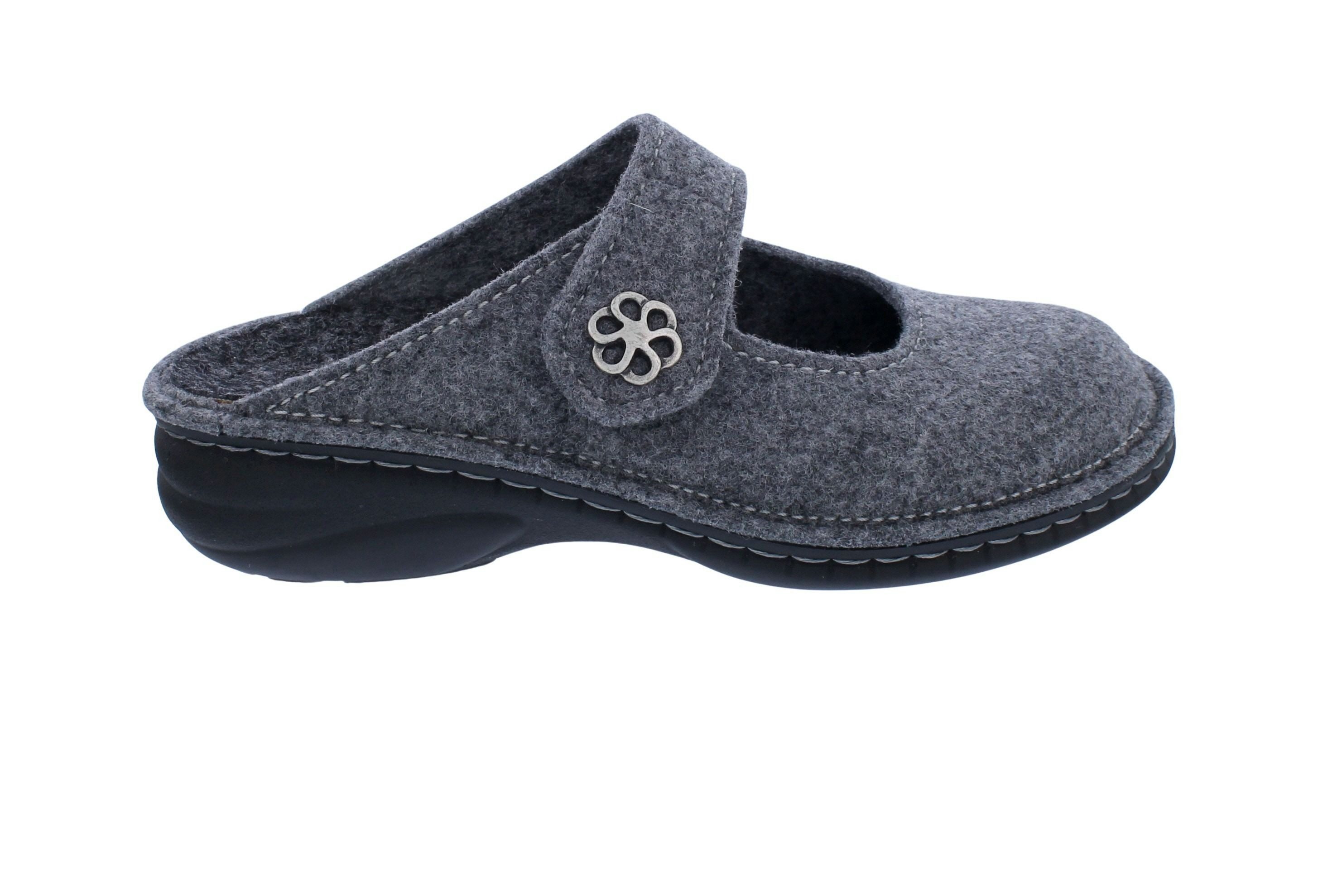 Finn Comfort Finn Comfort Hausschuh Brig 6567-416252, Wollfilz, Grau, Klettverschlu Pantoffel
