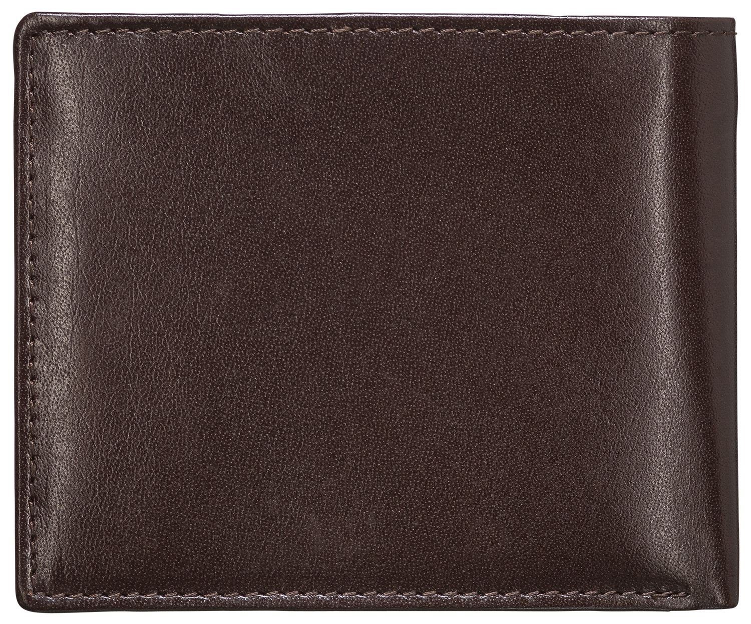 Red Baron Geldbörse Geldbeutel Leder Braun RB-WT-005-04, Kreditkartenfächer, Netzfach, Münzfach mit Druckknopf