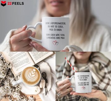 22Feels Tasse Beste Freundin Geschenk BFF Zum Geburtstag Kaffeetasse Freundinnen, Keramik, Made In Germany, Spülmaschinenfest, Herzhenkel