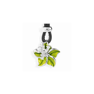 Heartbreaker Kettenanhänger Anhänger Blüte mit Frosch Silber / Brandlack LD FG 37 GR