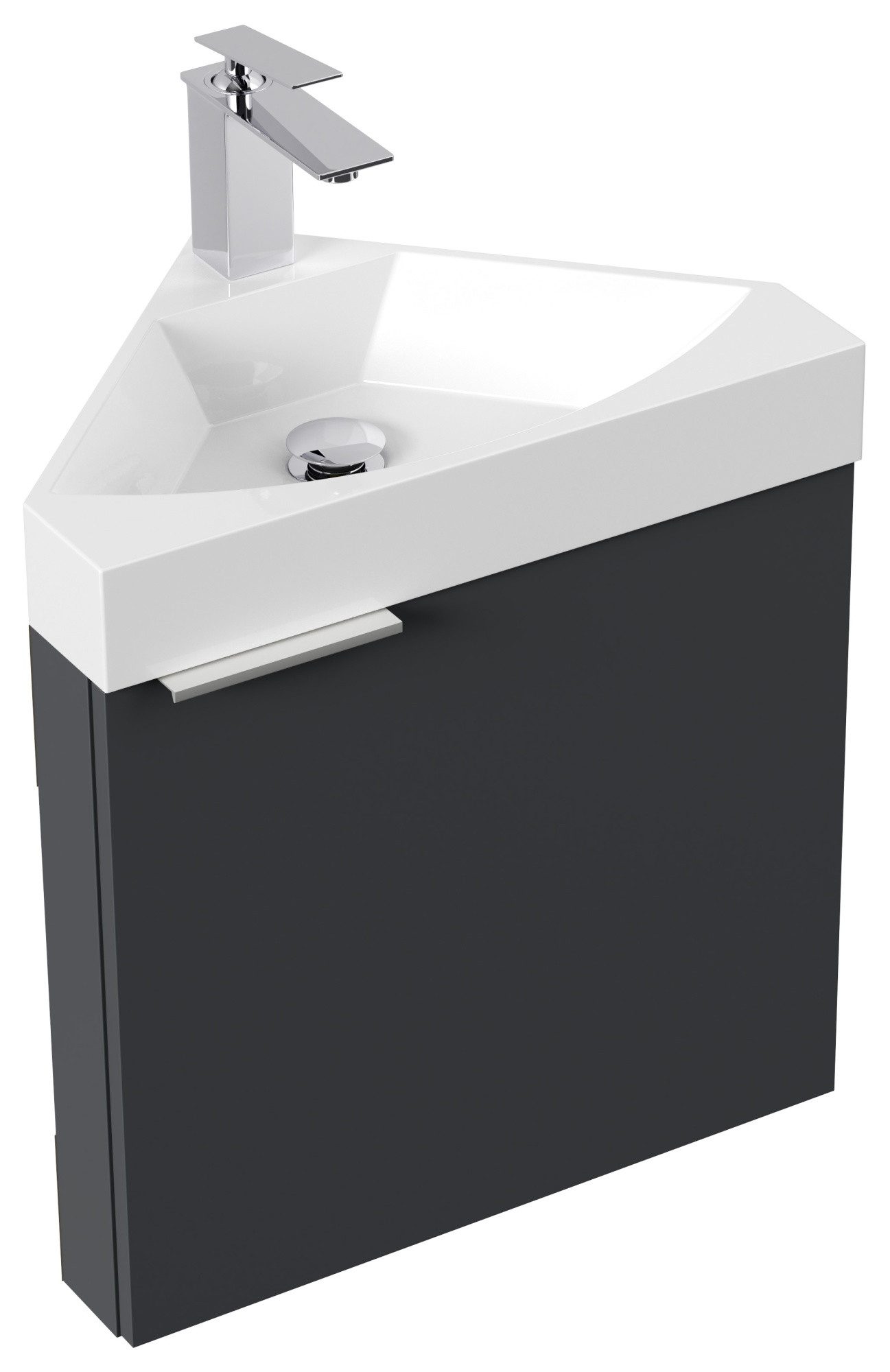 Magnolia Home Waschtisch Gäste WC Eckbadmöbel Diamant Slimline Gästebad SoftClose grafit