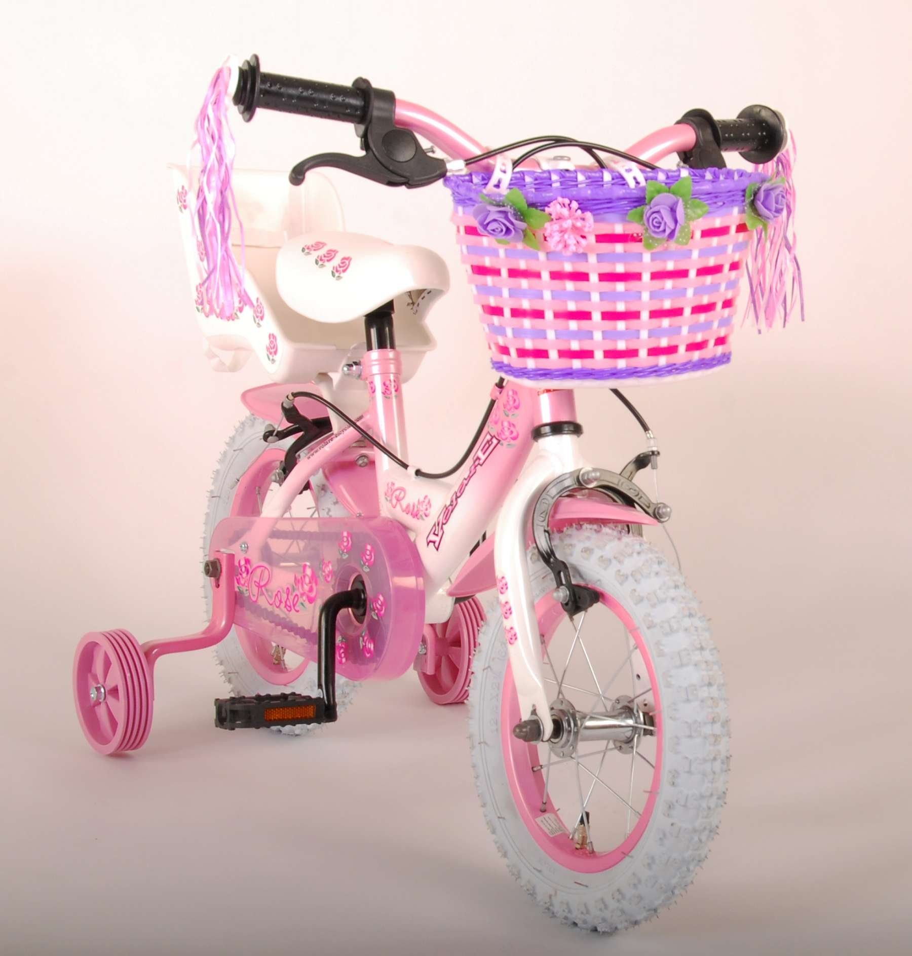 Mädchen TPFSports Gang, mit Volare Fahrrad Rose Fahrrad Laufrad Stützräder Zoll (Mädchen Sicherheitsgriffe), Kinder 1 2x Rutschfeste - Handbremse, 12 Kinderfahrrad Kinderrad 12 Zoll mit