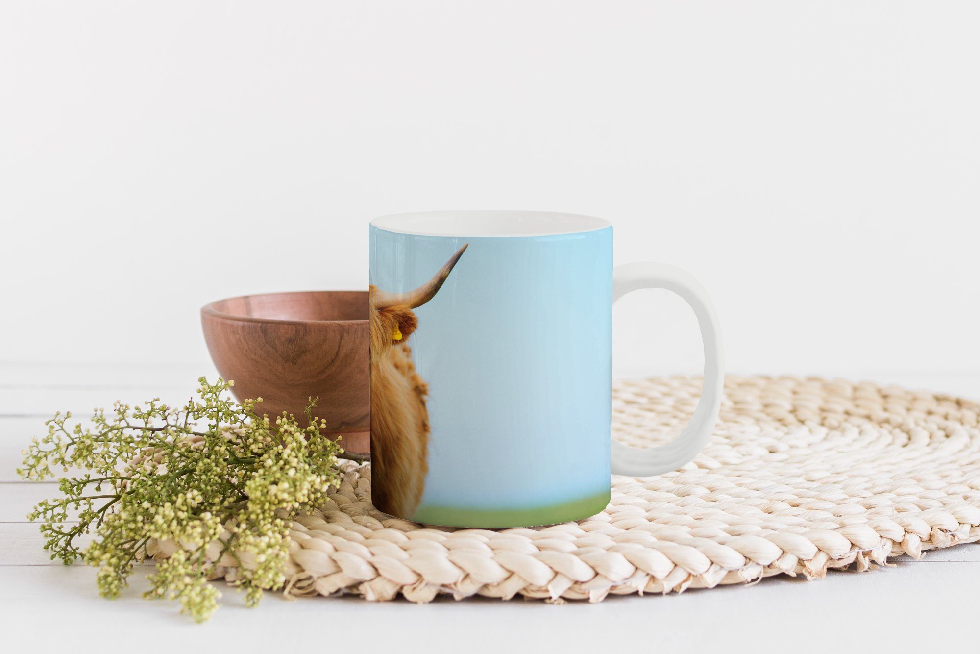 - - Teetasse, Tasse Schottischer Keramik, Geschenk Highlander MuchoWow Kaffeetassen, Haare Gras, Becher, Teetasse,