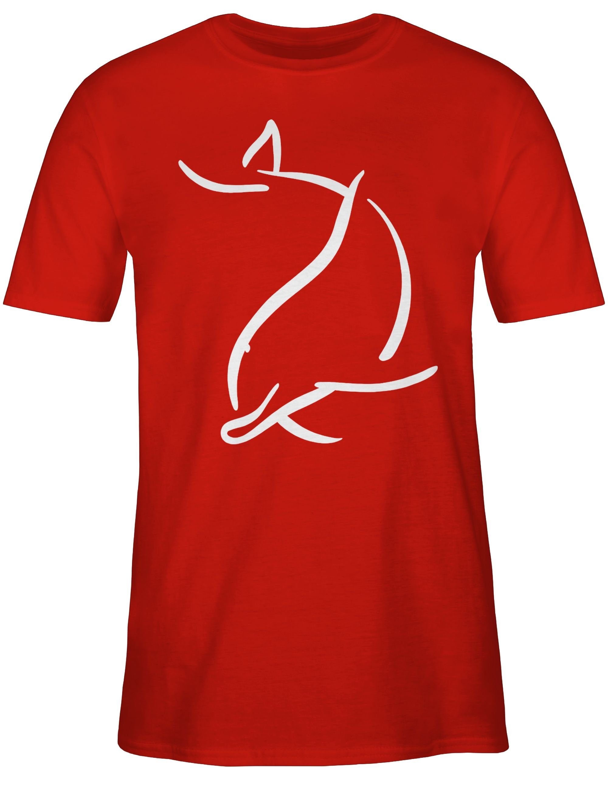 Shirtracer T-Shirt Simpler Delfin Tiere Zubehör 2 Rot