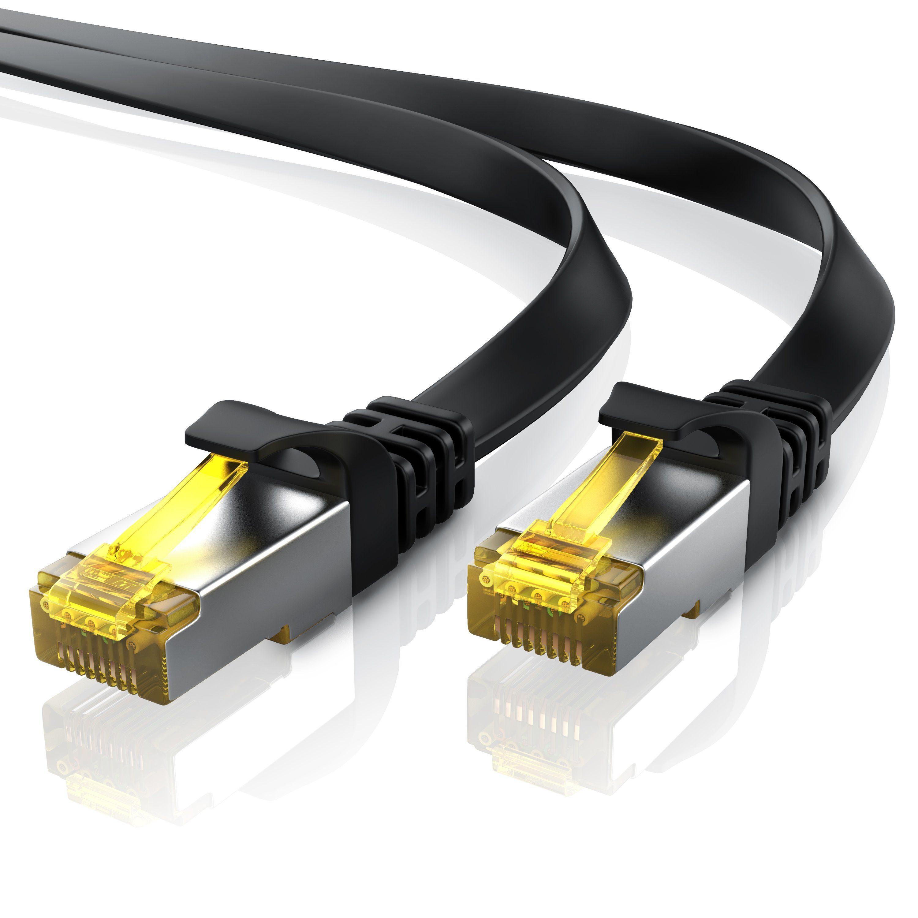 Primewire Кабель локальной сети, CAT.7, RJ-45 (Ethernet) (25 cm), CAT 7 Flachband Gigabit Netzwerkkabel 10 Gbit/s Patchkabel flach 0,25m