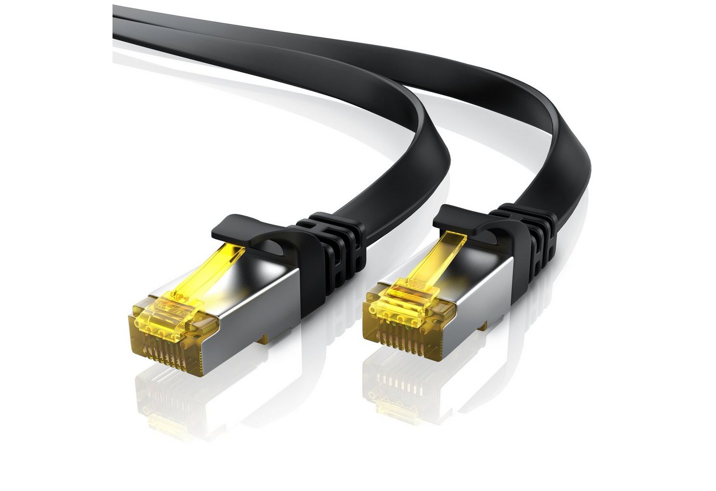 Primewire CAT 7 Flachband Gigabit Netzwerkkabel 10 Gbit/s Patchkabel flach 15m LAN-Kabel, CAT.7, RJ-45 (Ethernet) (1500 cm), für Router, Modem, Switch, PC, ideal für Gaming, Streaming, Homeoffice