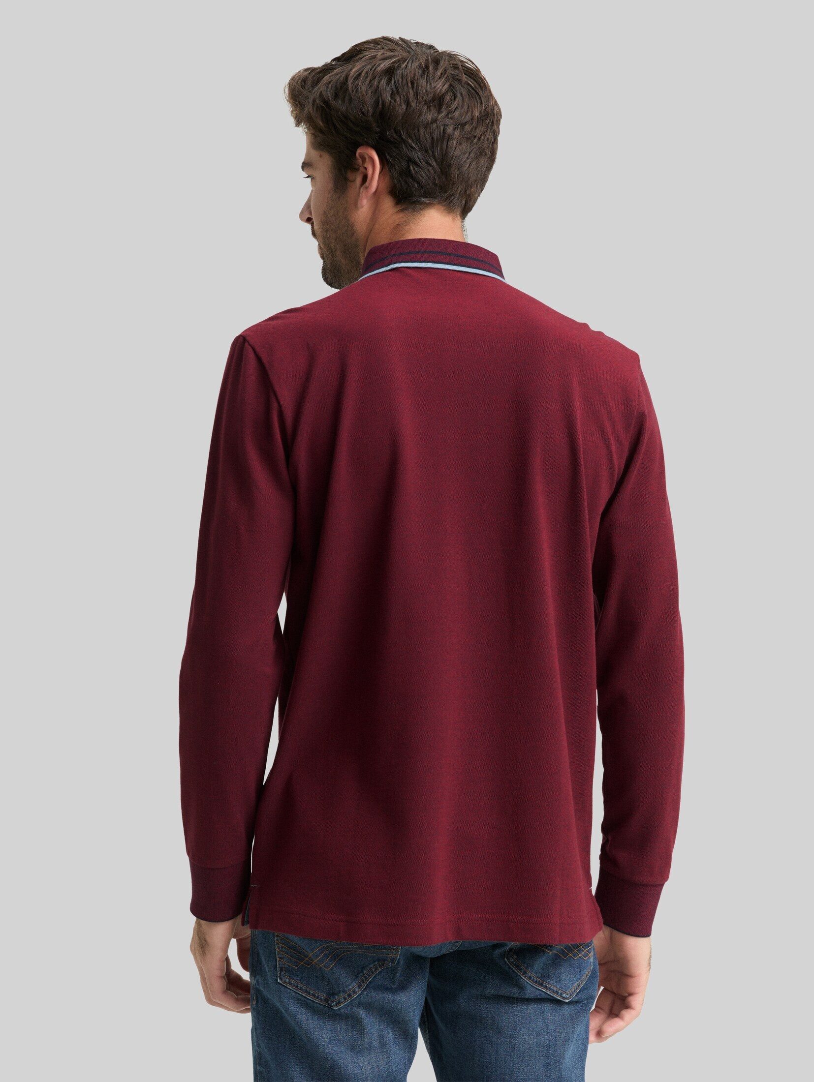 TOM TAILOR Langarm-Poloshirt Poloshirts Langarm Piqué Poloshirt mit Logo-Print