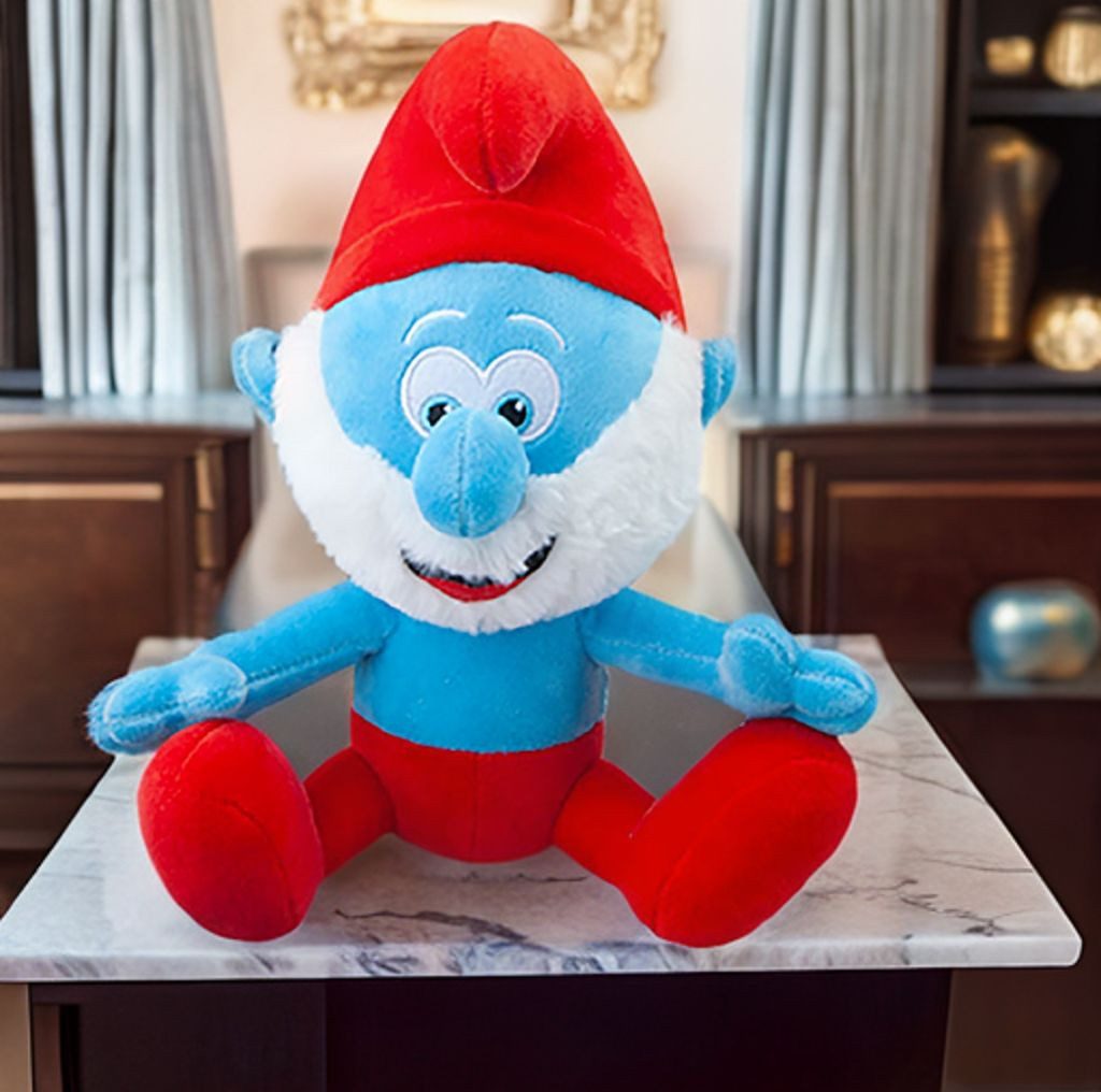 PMS Kuscheltier Die Schlümpfe Kuscheltier Plüschtier Papa Schlumpf 23 cm sitzend (Set, 1-St., Geschenk-Set), Die Schlümpfe The Smurfs Geschenke für Mädchen Jungen Kinder Babys