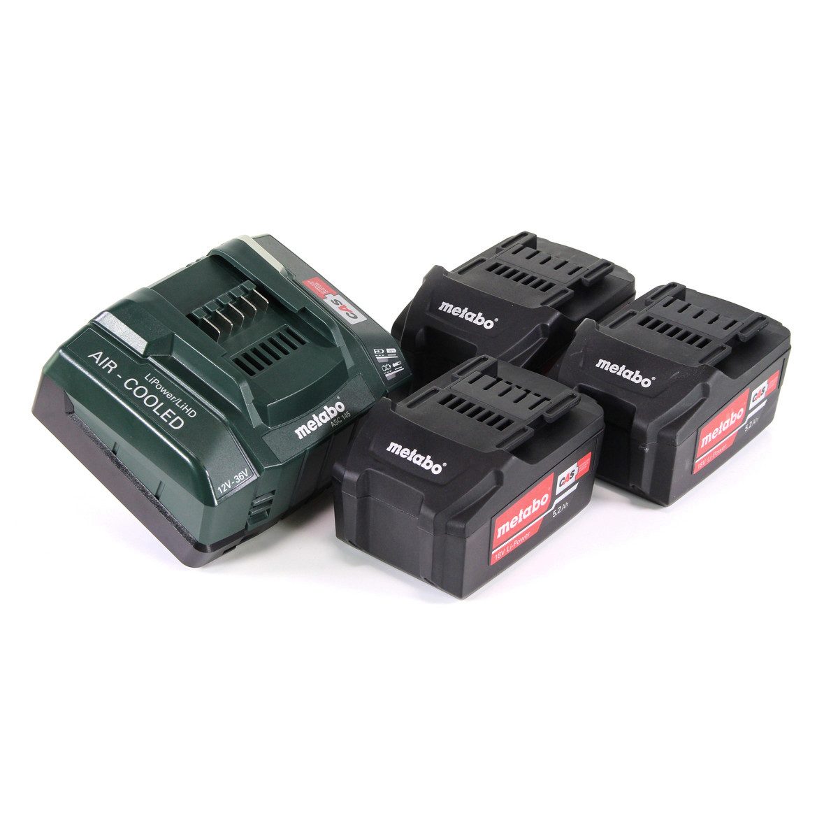 metabo Akku Basis Set 18V mit 3x Akku 5,2Ah + Ladegerät ASC 145 (685048000 Akkupacks