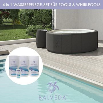 BALVEDA Poolpflege BALVEDA 4 in 1 Wasserpflege-Set für Pool & Whirlpool, (Spar-Set)