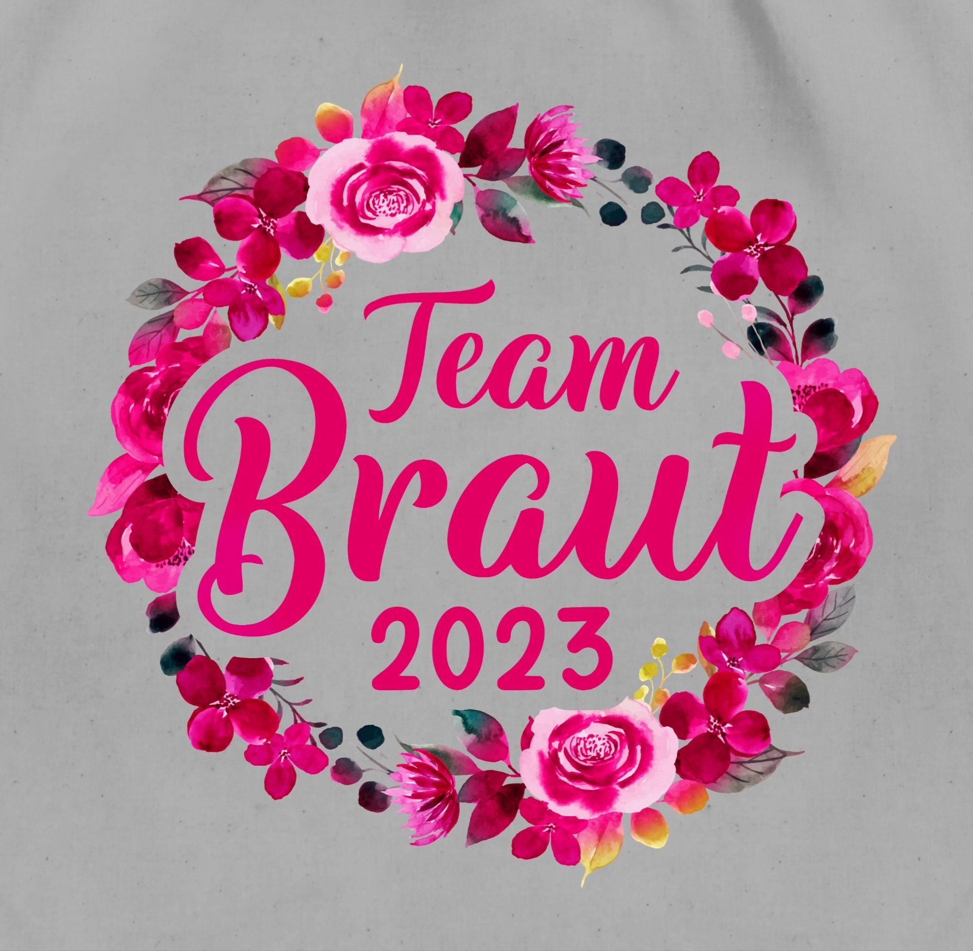2023 Shirtracer Braut JGA Crew, Hellgrau Frauen Junggesellenabschied 02 Braut Turnbeutel Team