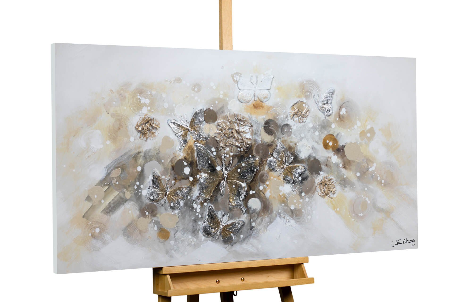 KUNSTLOFT Gemälde Vorzeichen des Frohmuts 140x70 cm, Leinwandbild 100% HANDGEMALT Wandbild Wohnzimmer