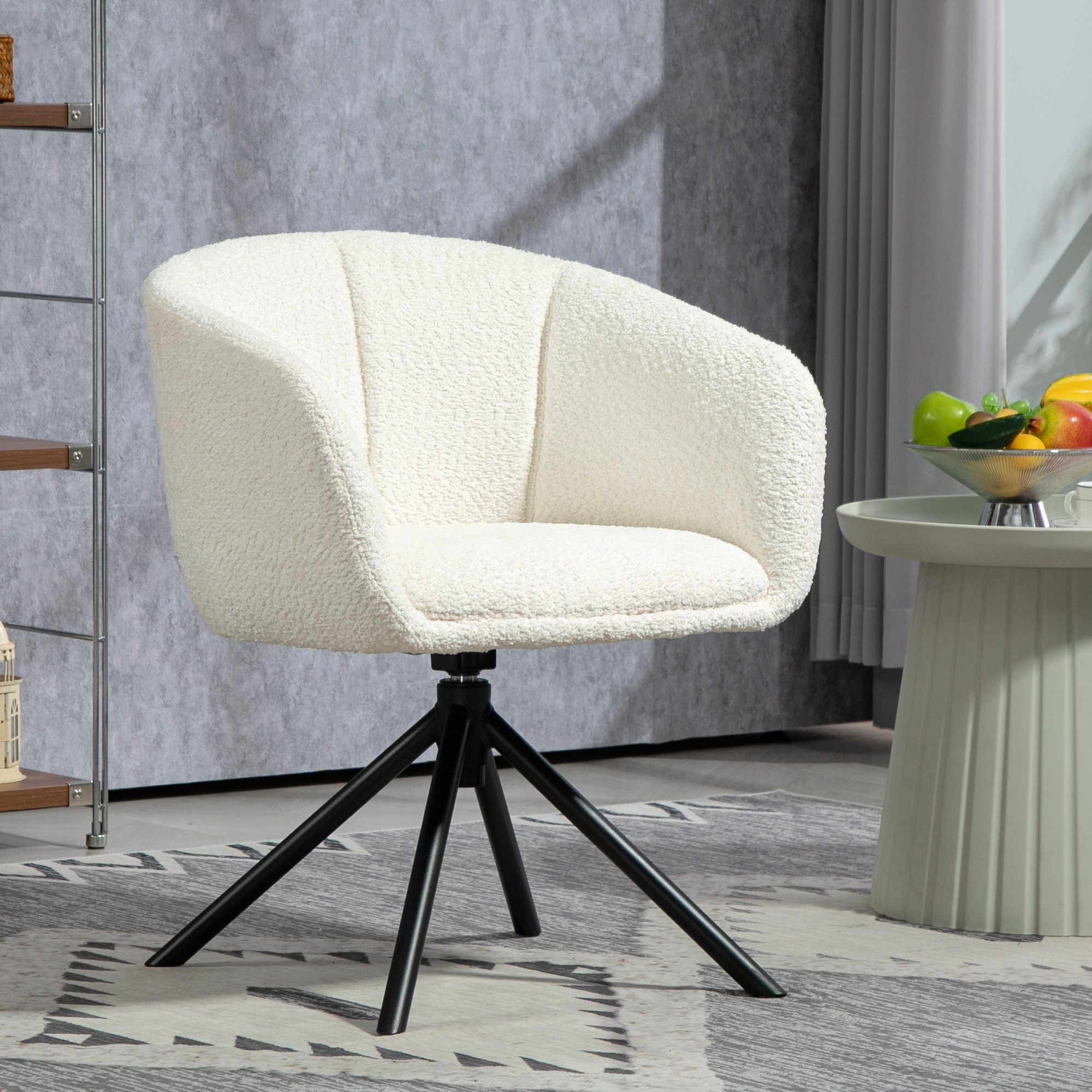 HOMCOM Relaxsessel Sessel Loungesessel mit Metallbeine Lesesessel mit Leinenoptik (Sessel, 1-St., Akzentstuhl), für Wohnzimmer, Schlafzimmer, Cremeweiß