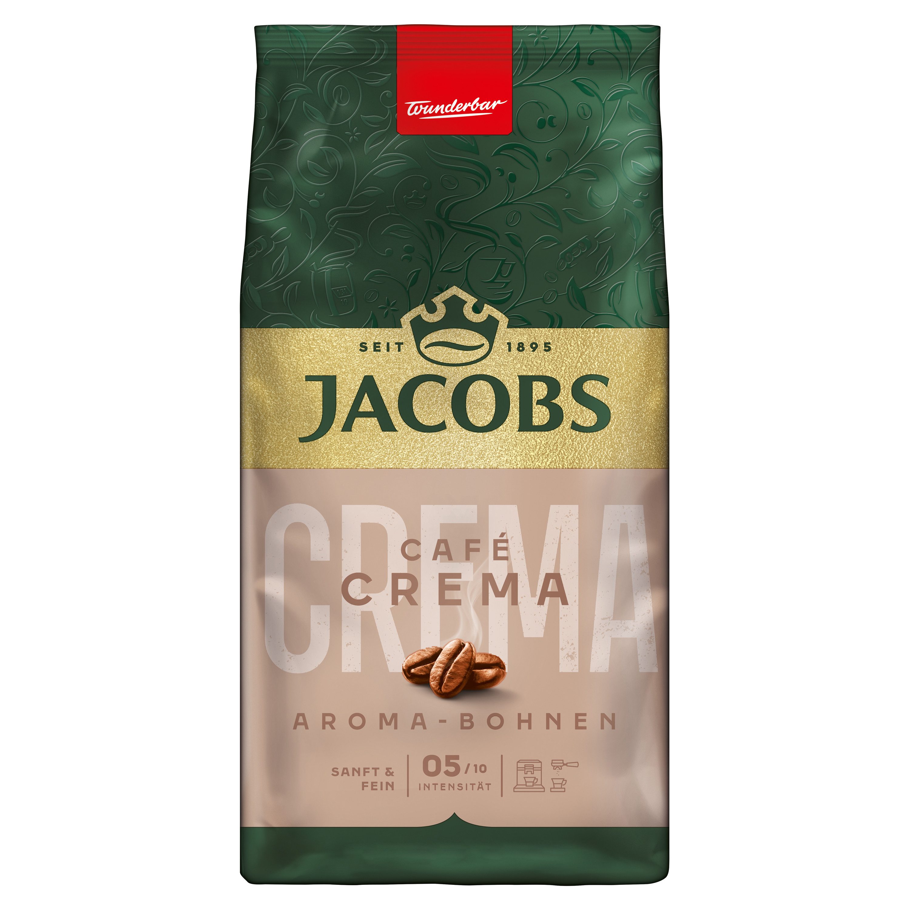 JACOBS Kaffee Kaffeebohnen Café Crema Aroma-Bohnen ganze Bohne geröstet 12 x 500 g, 6000 g, (Packung, 12er Pack) – Bild 2 von 5