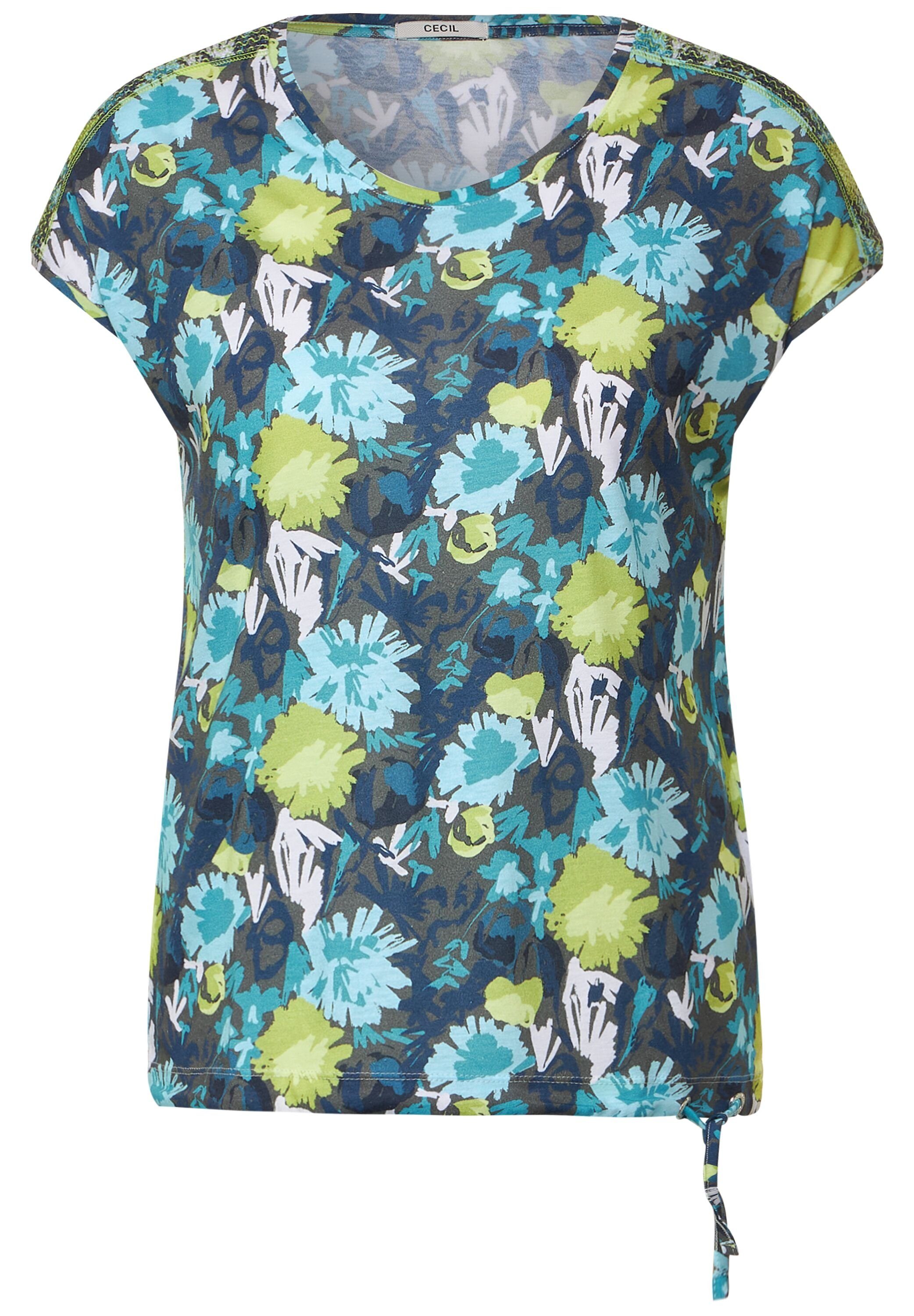 Cecil T-Shirt mit allover Blumenprint easy khaki