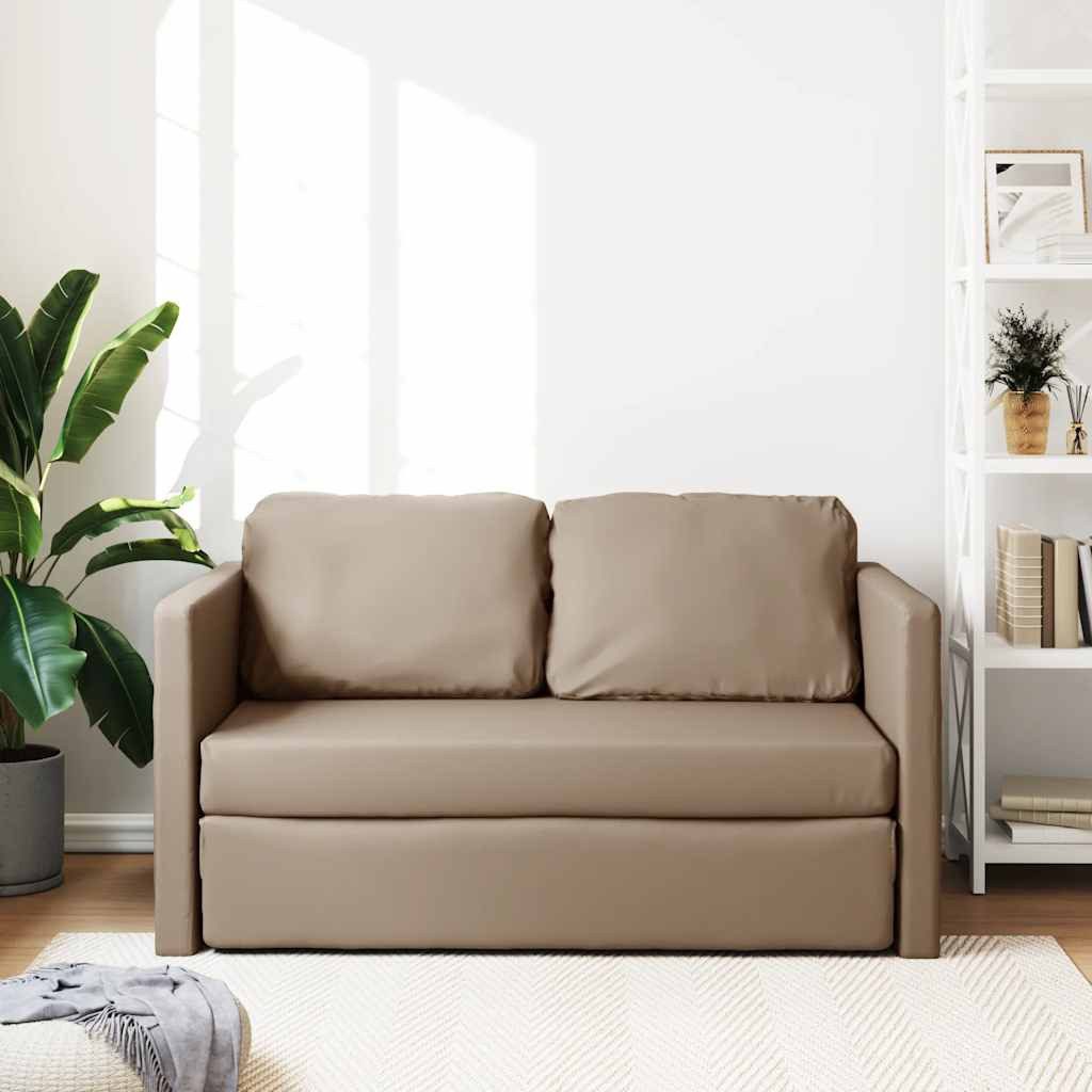 vidaXL Sofa Bodensofa mit Schlaffunktion Cappuccino-Braun Kunstleder, 1 Tei günstig online kaufen