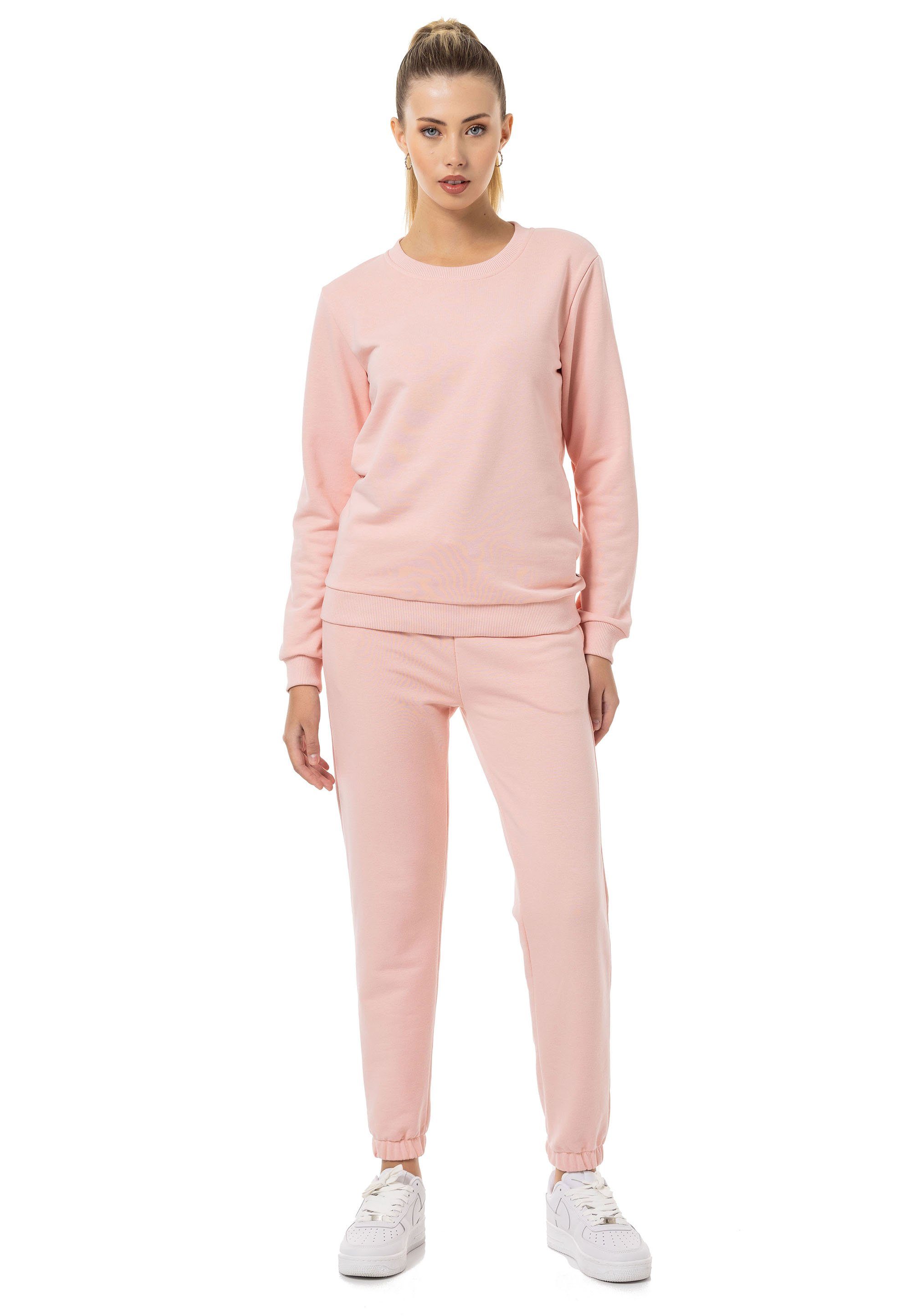 RedBridge Jogginganzug Sweatshirt mit Sweatpant Premium Basic (Spar-Set, 2-tlg), Premium Qualität Pink
