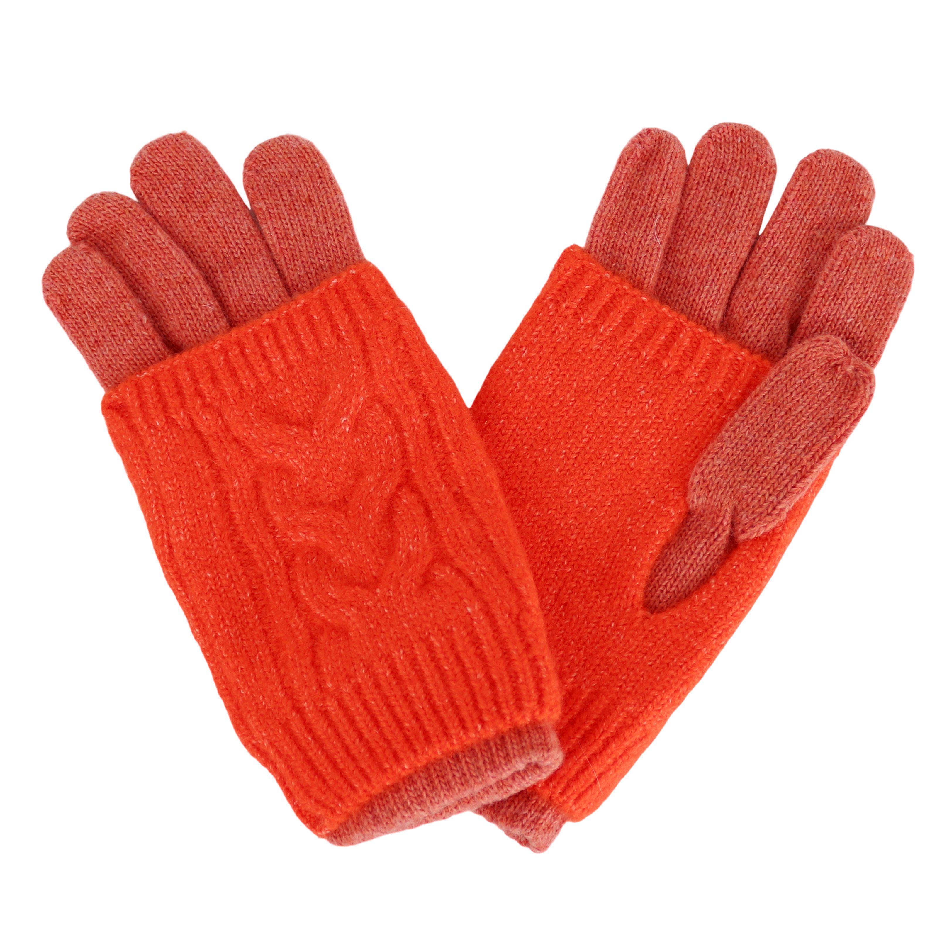 MIRROSI Strickhandschuhe Damen Handschuhe 2 in 1 mit abnehmbarer Strick Manschette (Einheitsgröße für Erwachsene)