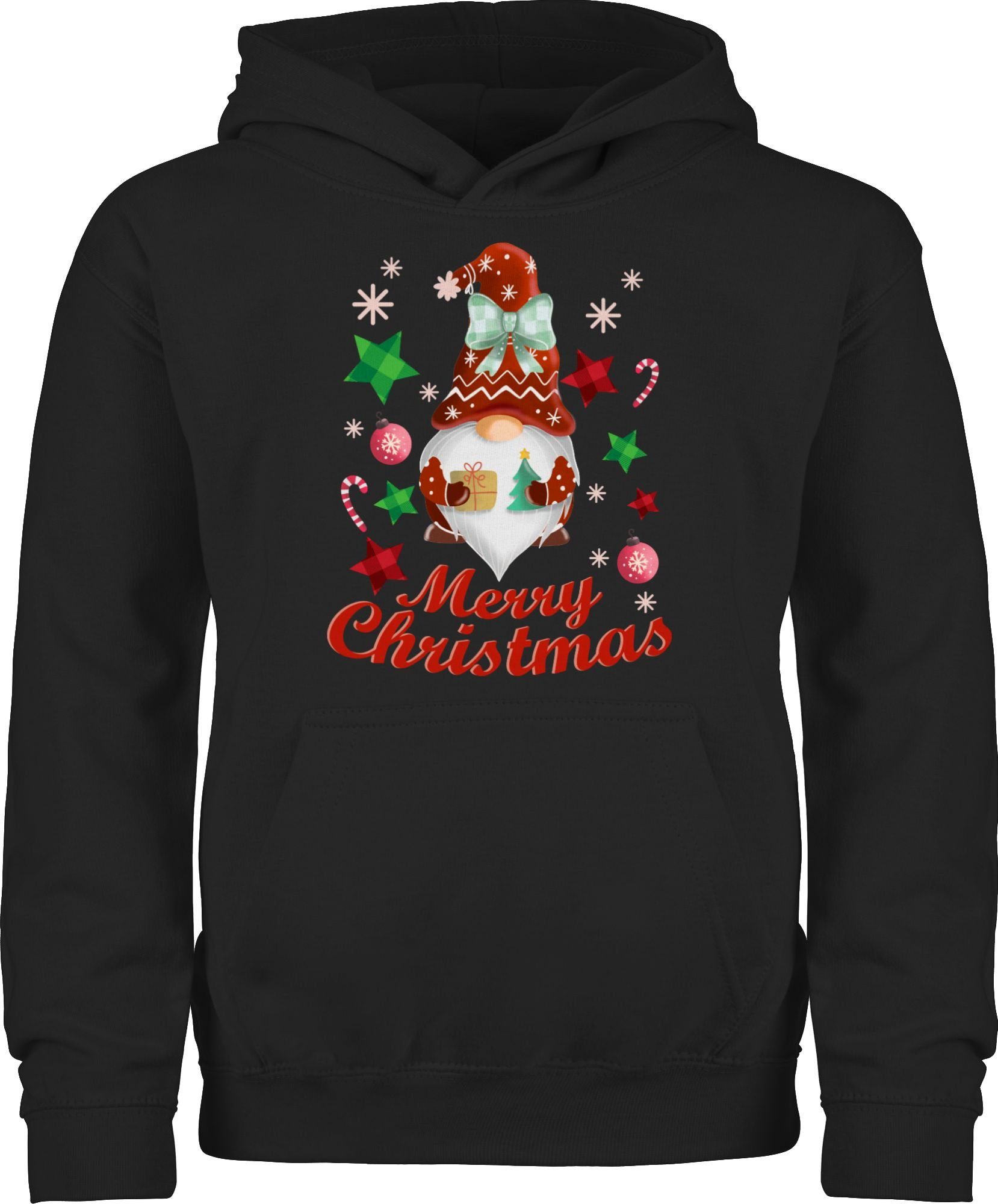 Weihnachtlicher 2 Hoodie Weihnachten Schwarz Shirtracer Kleidung Wichtel Kinder