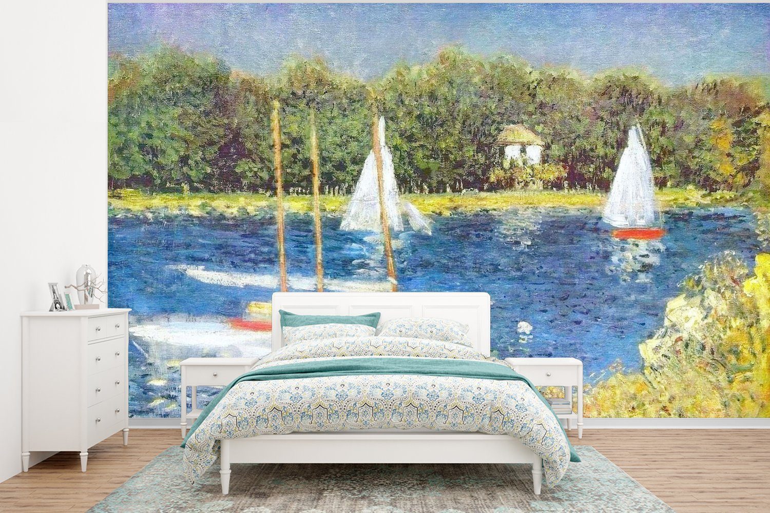 MuchoWow Fototapete Die Seine bei argenteuil - Gemälde von Claude Monet, Matt, bedruckt, (6 St), Wallpaper für Wohnzimmer, Schlafzimmer, Kinderzimmer, Vinyl Tapete