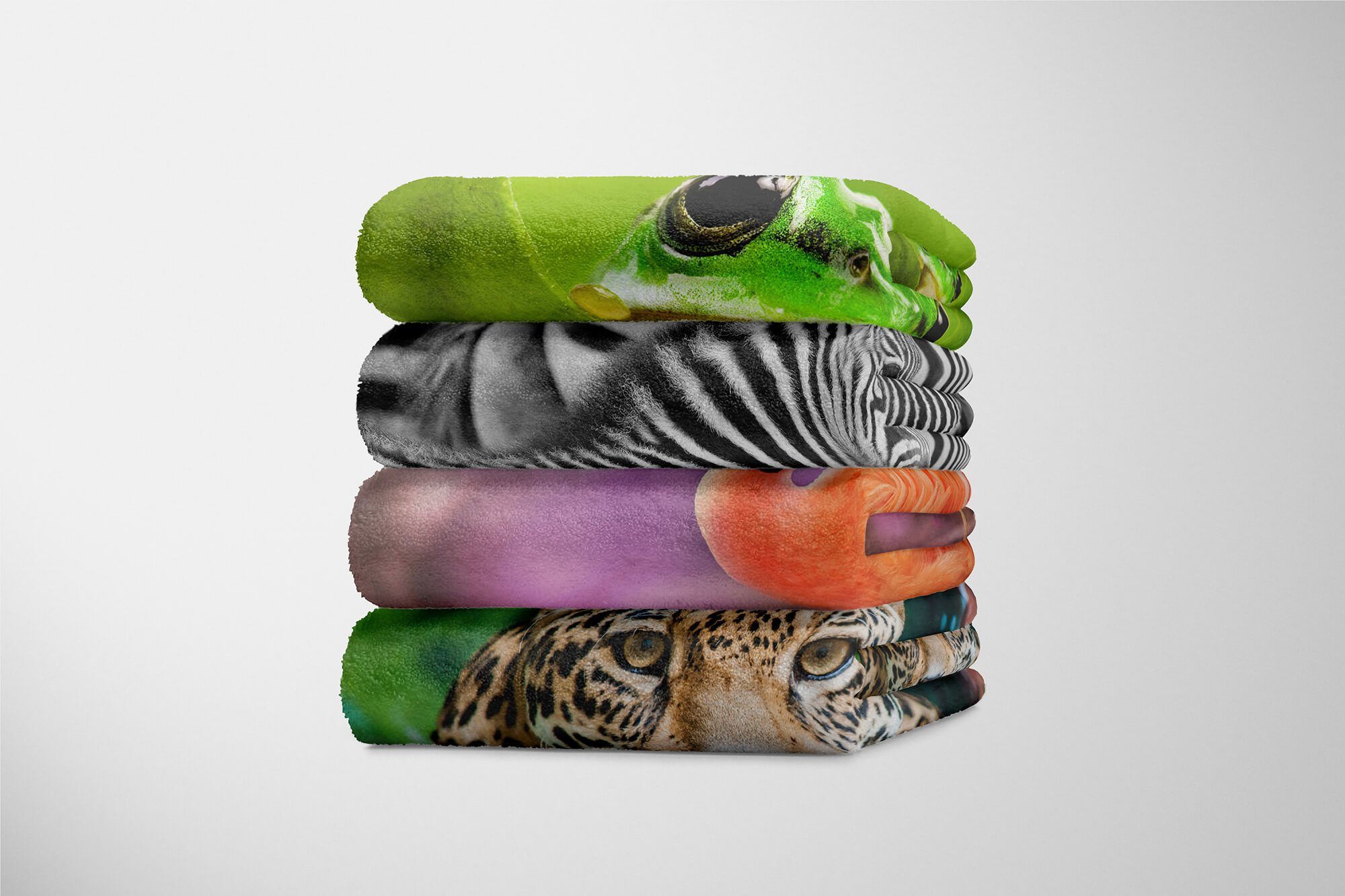 Sinus Art Tiermotiv (1-St), Handtücher Handtuch mit Saunatuch Strandhandtuch Kuscheldecke Kunstvoll, Baumwolle-Polyester-Mix Flamingo Handtuch