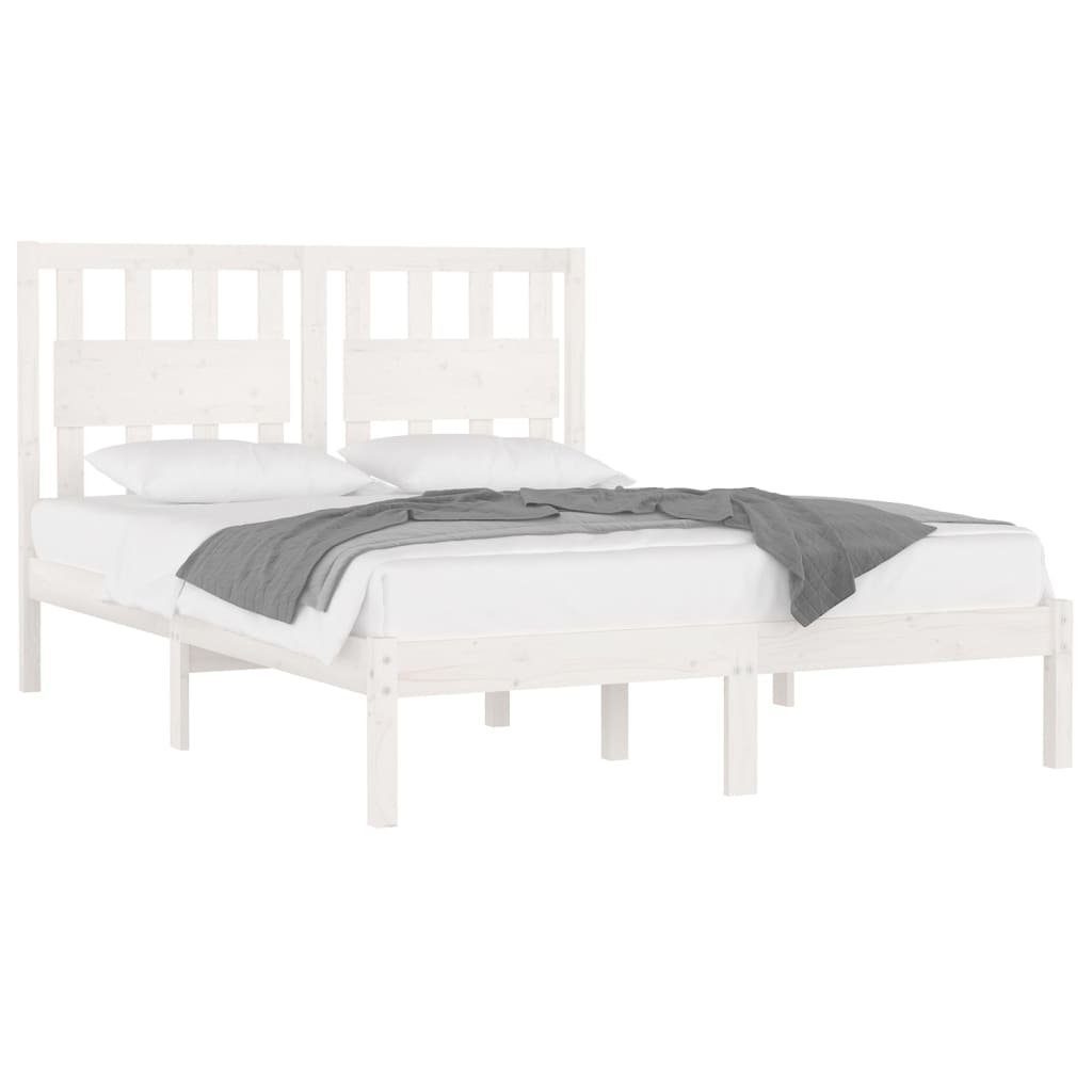 vidaXL Bett Massivholzbett Weiß Kiefer 200x200 cm